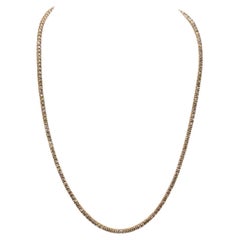 7.90 Carat Brilliant Cut Diamond Tennis Necklace 14 Karat Rose Gold 22''