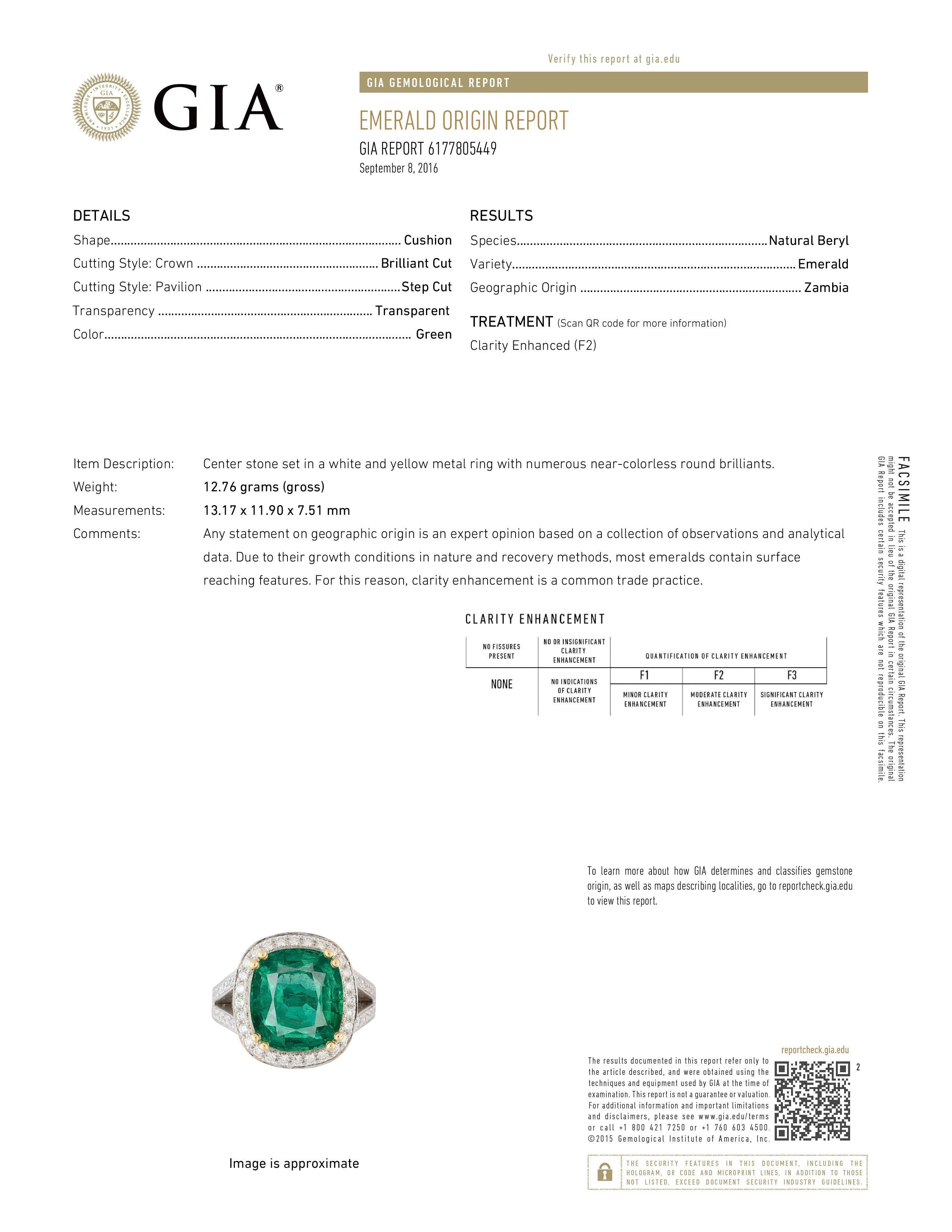 7.90 Carat GIA Emerald Diamond Gold Statement Ring Fine Estate Jewelry For Sale 2