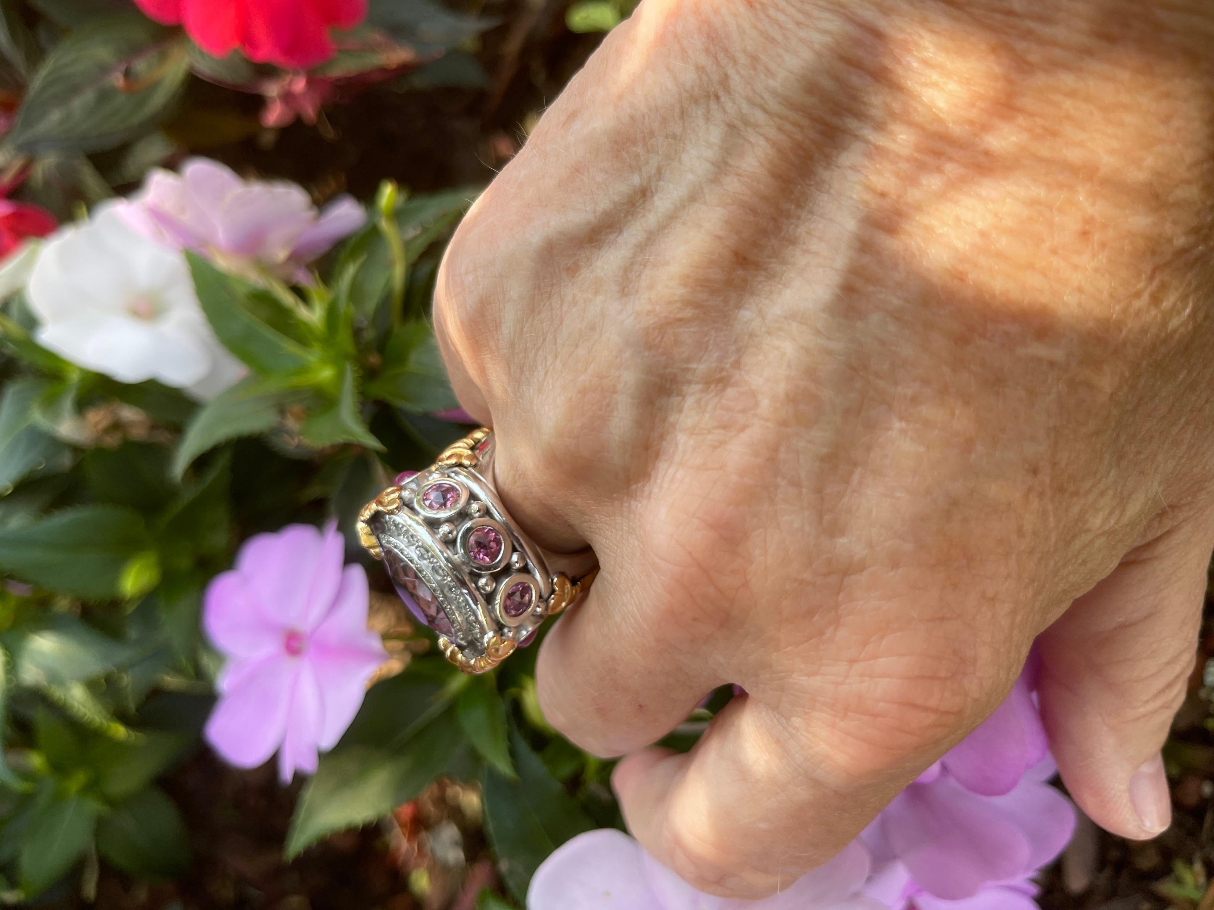 7.90 Carat Kunzite Ring with 2.53 Carat Spinel and .80 Carat Diamonds In New Condition For Sale In Menlo Park, CA