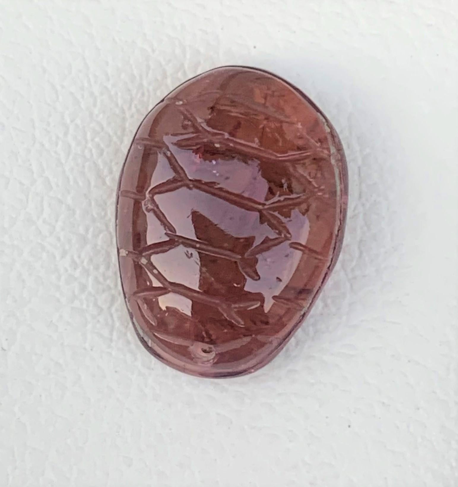 Malagasy 7.90 Carat Lovely Loose Peach Color Tourmaline Carving From Madagascar Africa For Sale