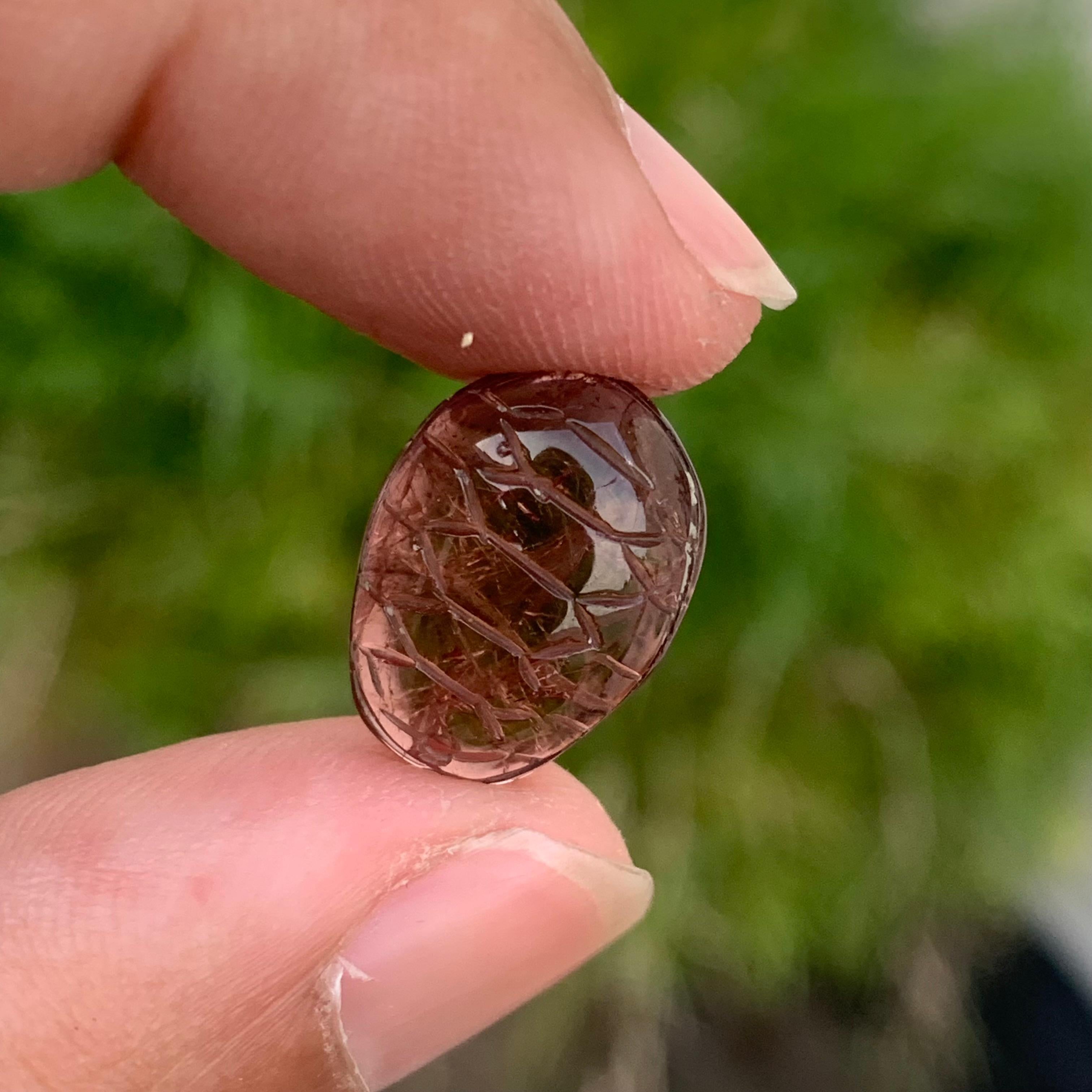 Carved 7.90 Carat Lovely Loose Peach Color Tourmaline Carving From Madagascar Africa For Sale