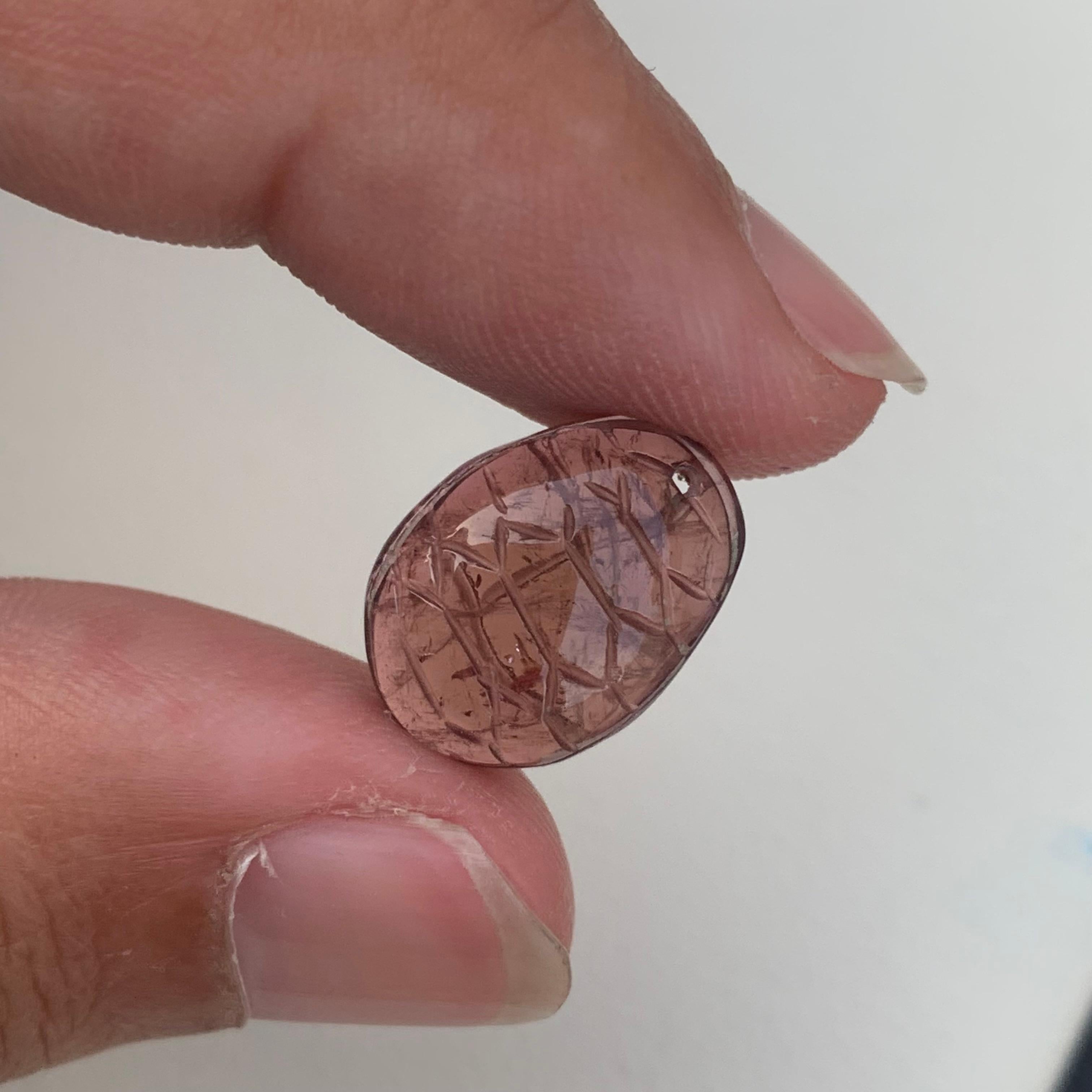 18th Century and Earlier 7.90 Carat Lovely Loose Peach Color Tourmaline Carving From Madagascar Africa For Sale