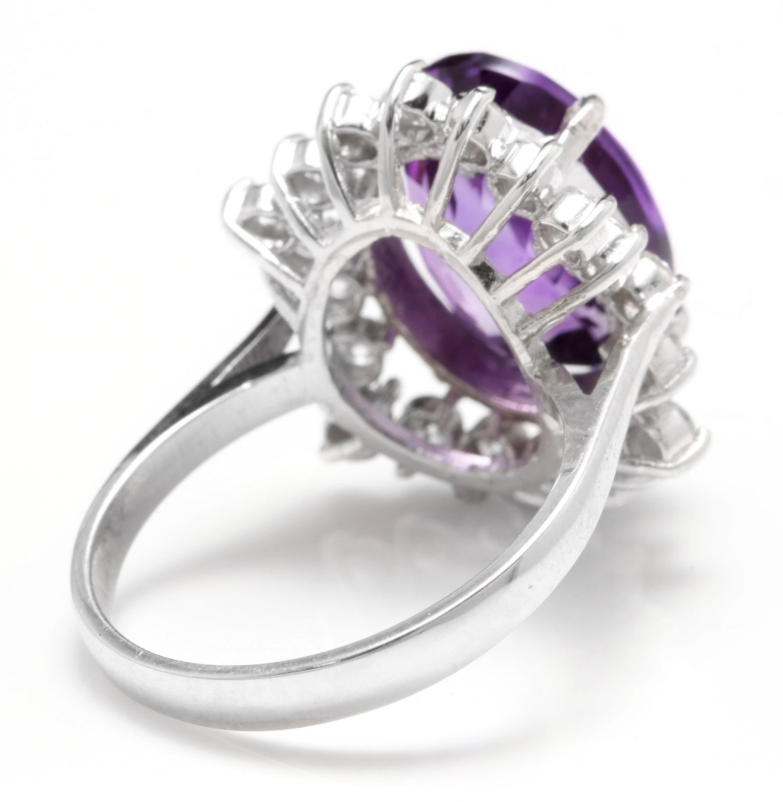 Ring aus 14 Karat massivem Weißgold mit 7,90 Karat natürlichem Amethyst und Diamant im Zustand „Neu“ im Angebot in Los Angeles, CA