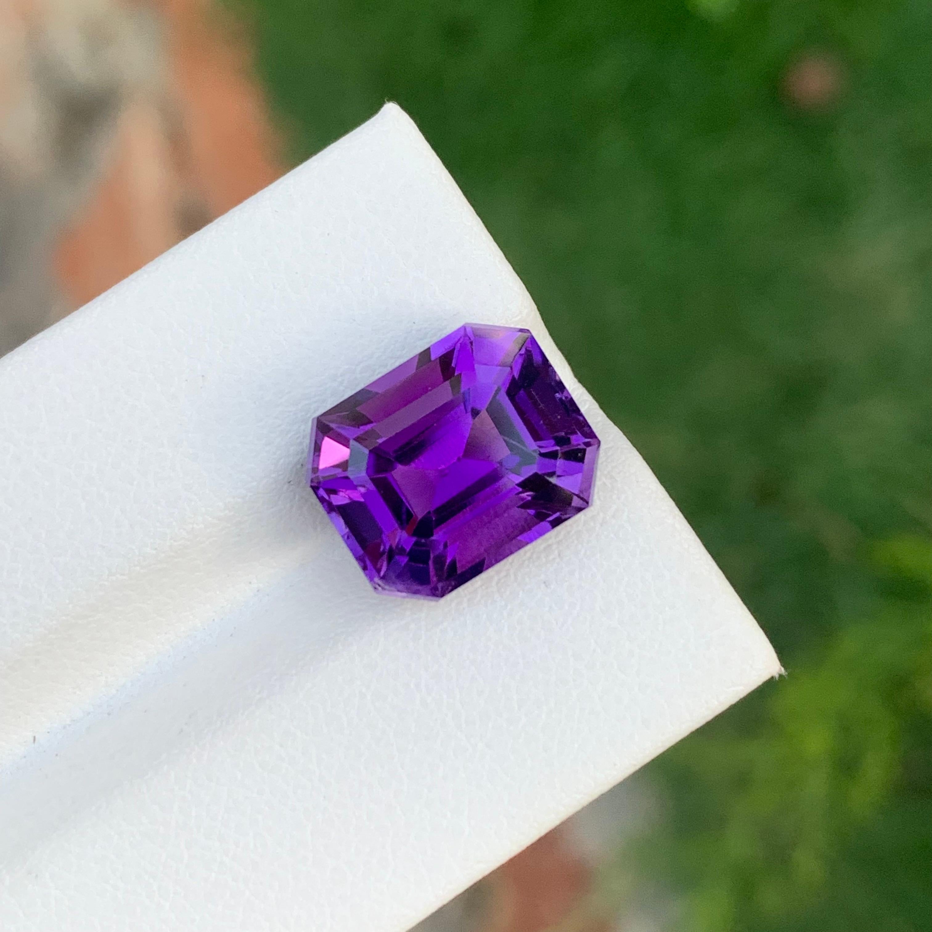 7.90 Carat Natural Loose Amethyst Emerald Shape Gem From Brazilian Mine 4