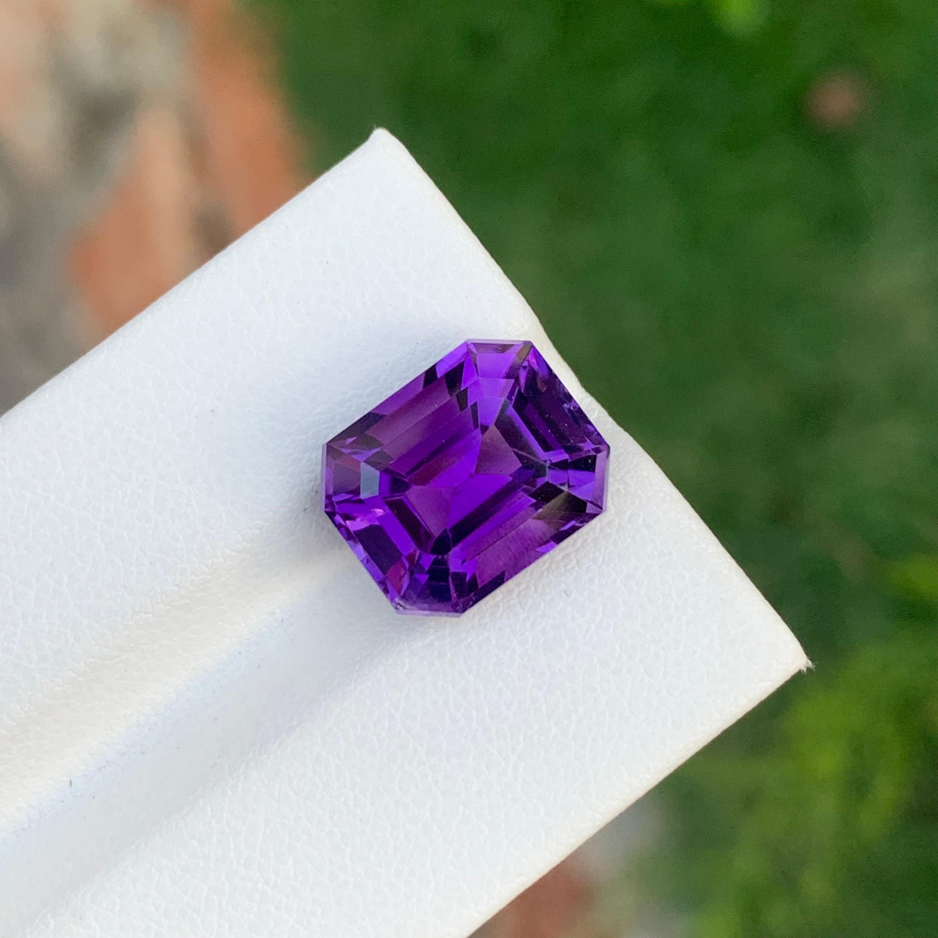 7.90 Carat Natural Loose Amethyst Emerald Shape Gem From Brazilian Mine 5