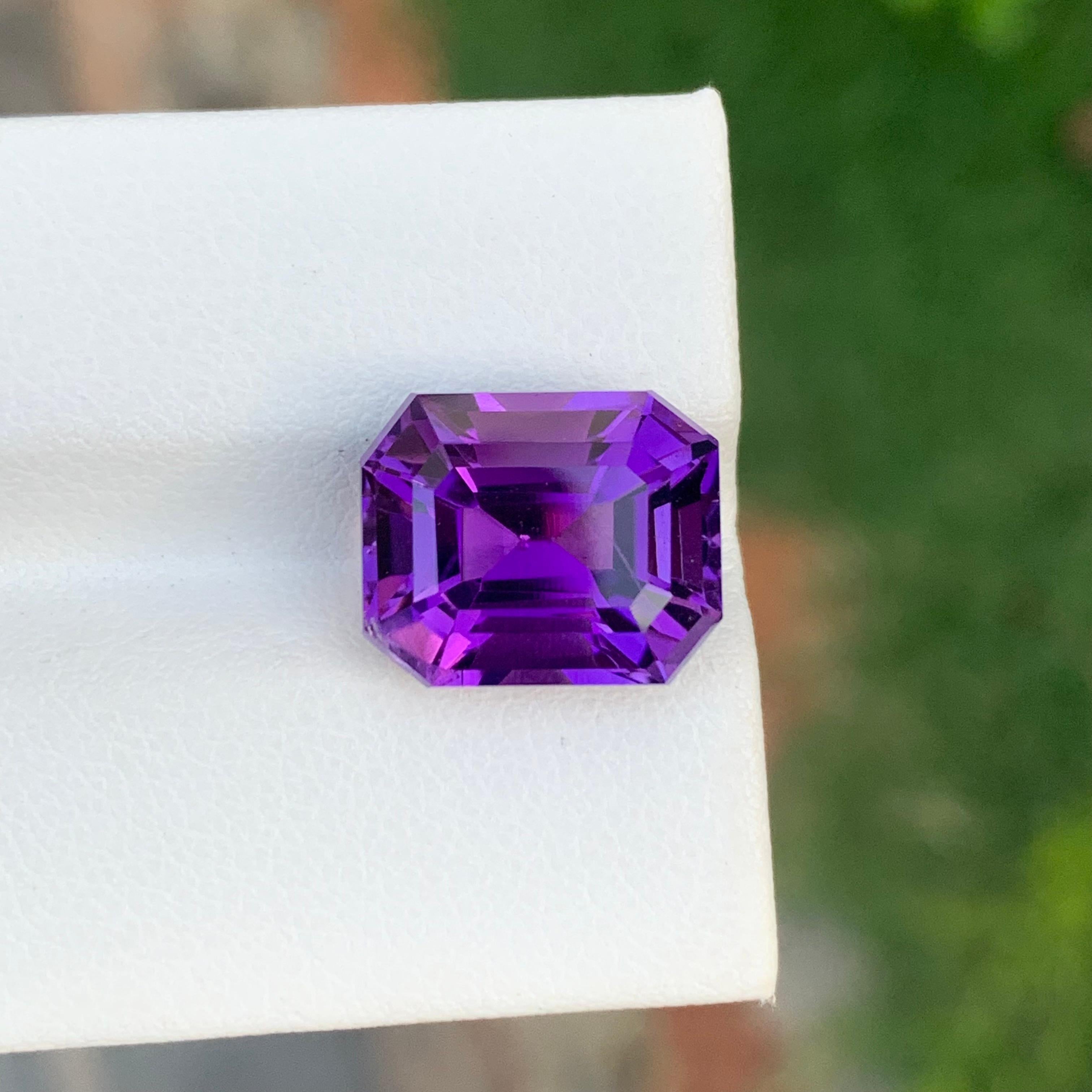 7.90 Carat Natural Loose Amethyst Emerald Shape Gem From Brazilian Mine 1