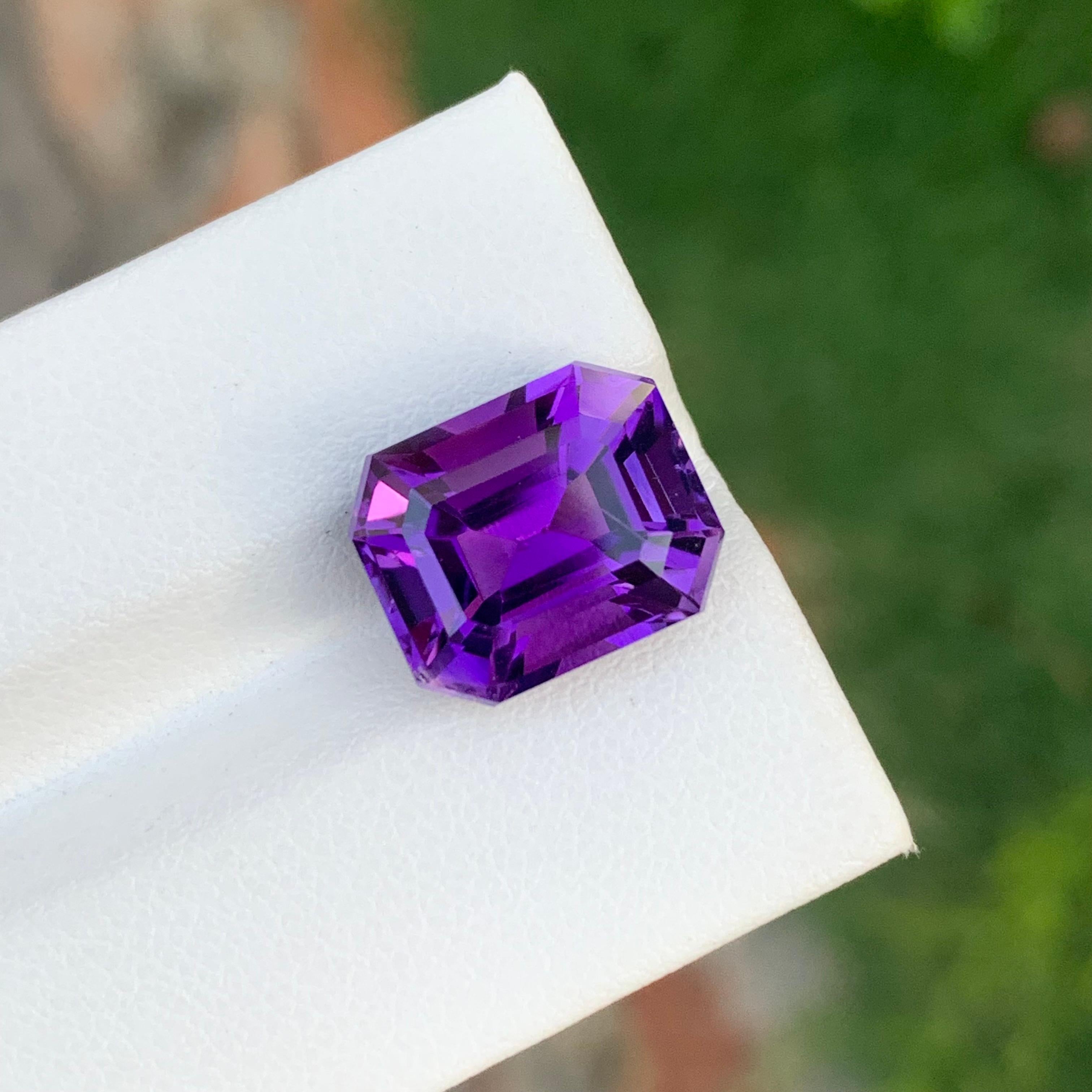 7.90 Carat Natural Loose Amethyst Emerald Shape Gem From Brazilian Mine 2
