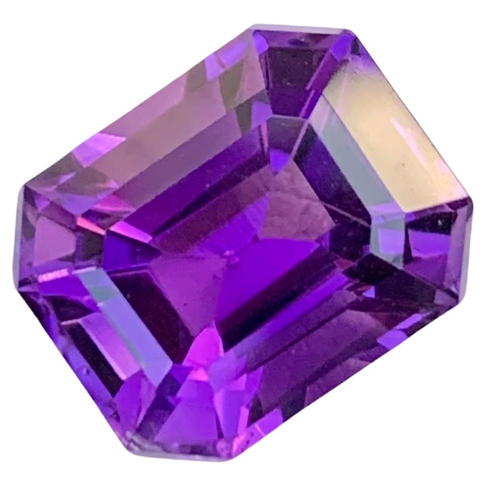 7.90 Carat Natural Loose Amethyst Emerald Shape Gem From Brazilian Mine