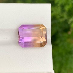 7.90 Carat Natural Loose Bi Color Ametrine Stone Emerald Cut Brazilian Gemstone