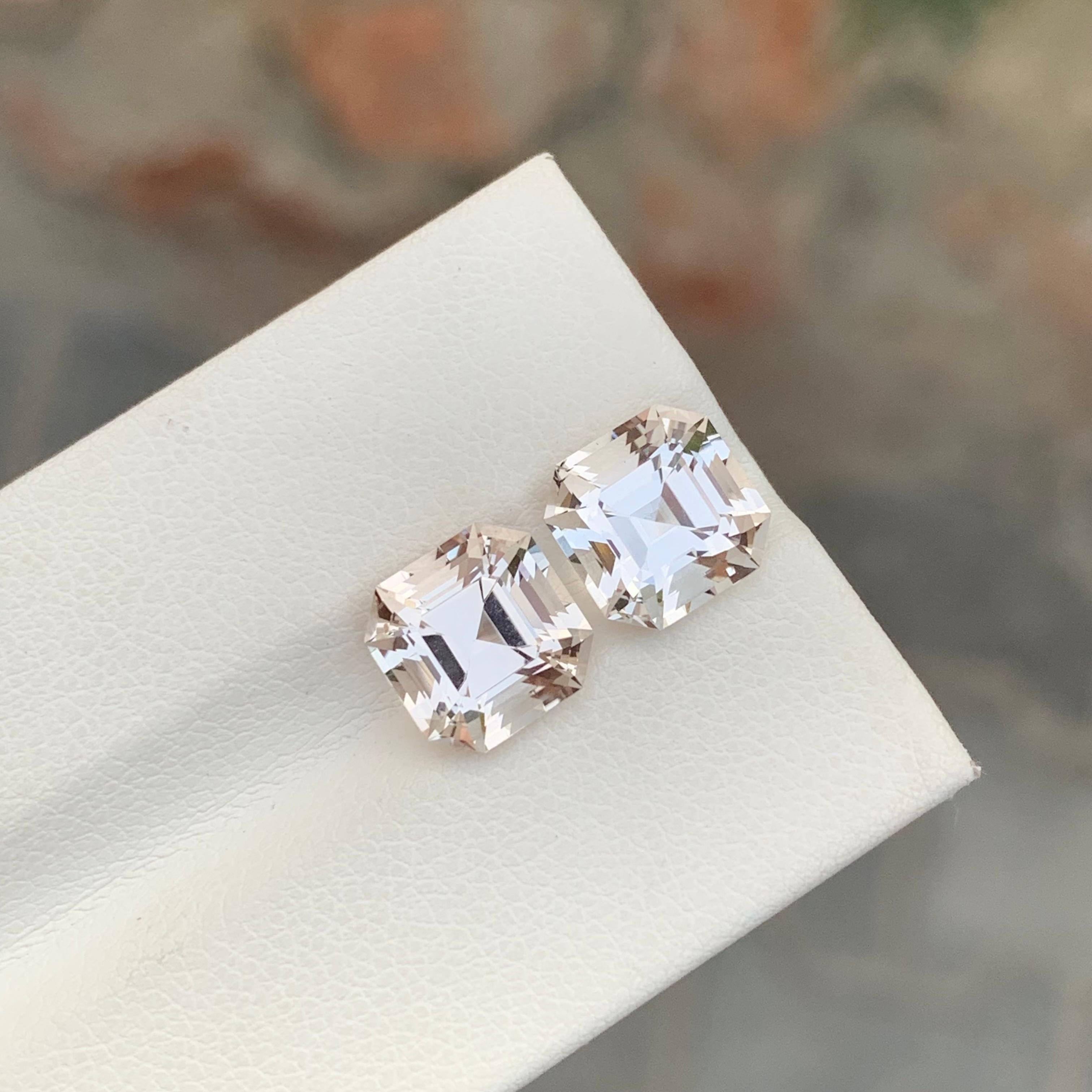 Women's or Men's 7.90 Carat Natural Loose Golden Topaz Pair Square Shape Gem For Earrings For Sale