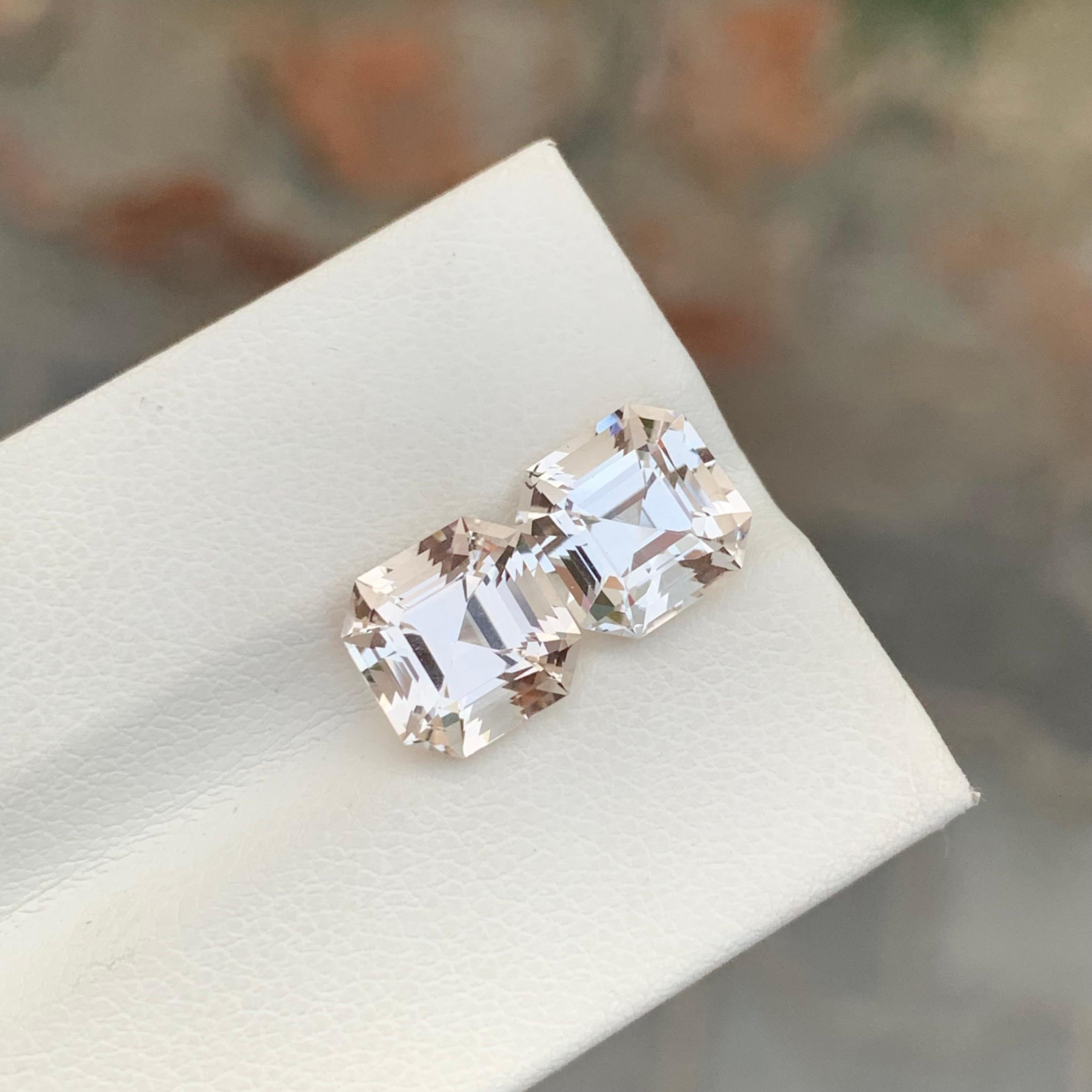 7.90 Carat Natural Loose Golden Topaz Pair Square Shape Gem For Earrings For Sale 3