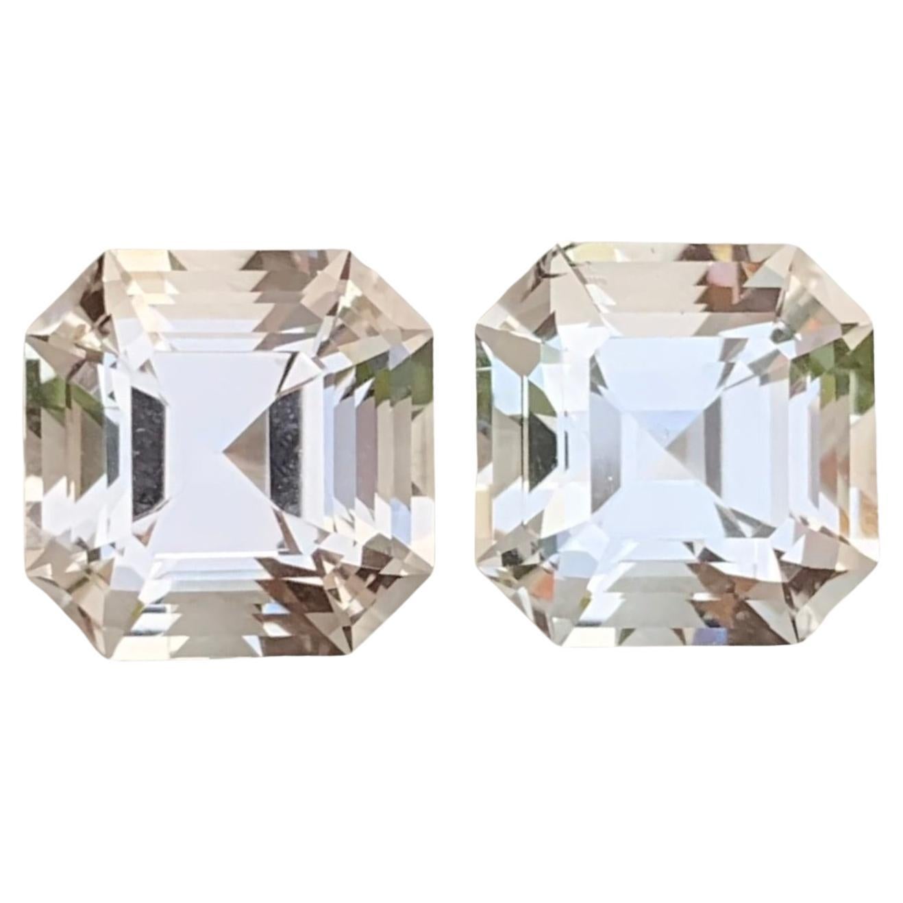 7.90 Carat Natural Loose Golden Topaz Pair Square Shape Gem For Earrings