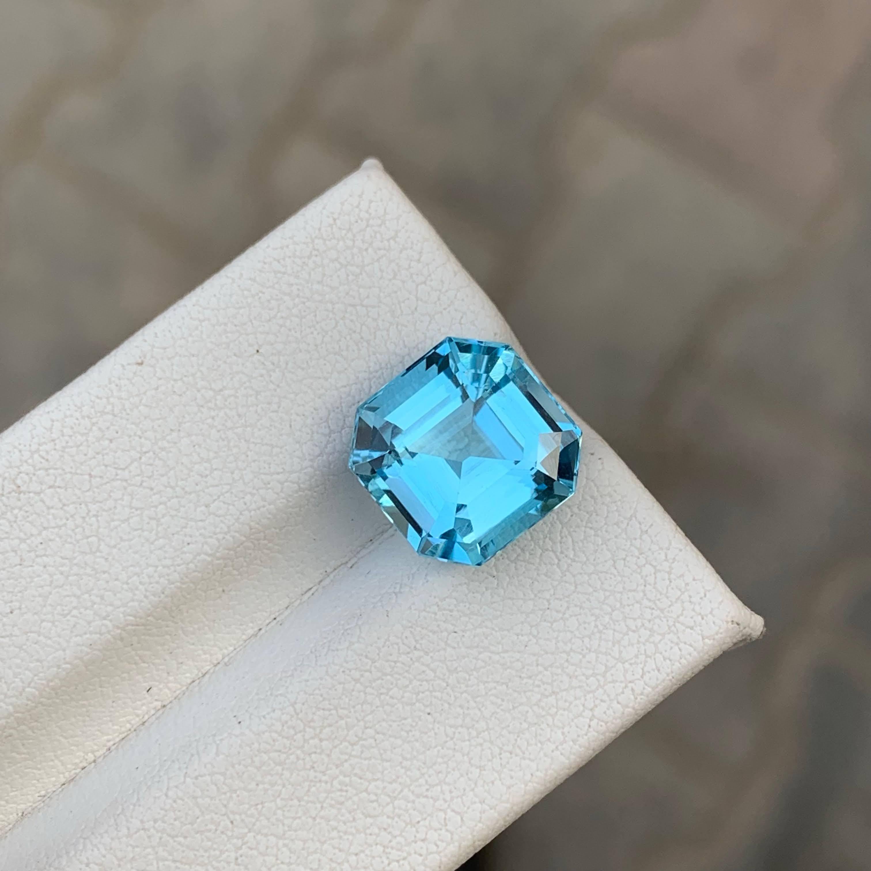 Topacio azul suizo suelto natural de 7,90 quilates Piedra preciosa africana talla Asscher en venta 5