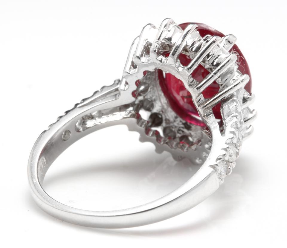7.90 Carat Impressive Natural Red Ruby and Diamond 14 Karat White Gold Ring In New Condition For Sale In Los Angeles, CA