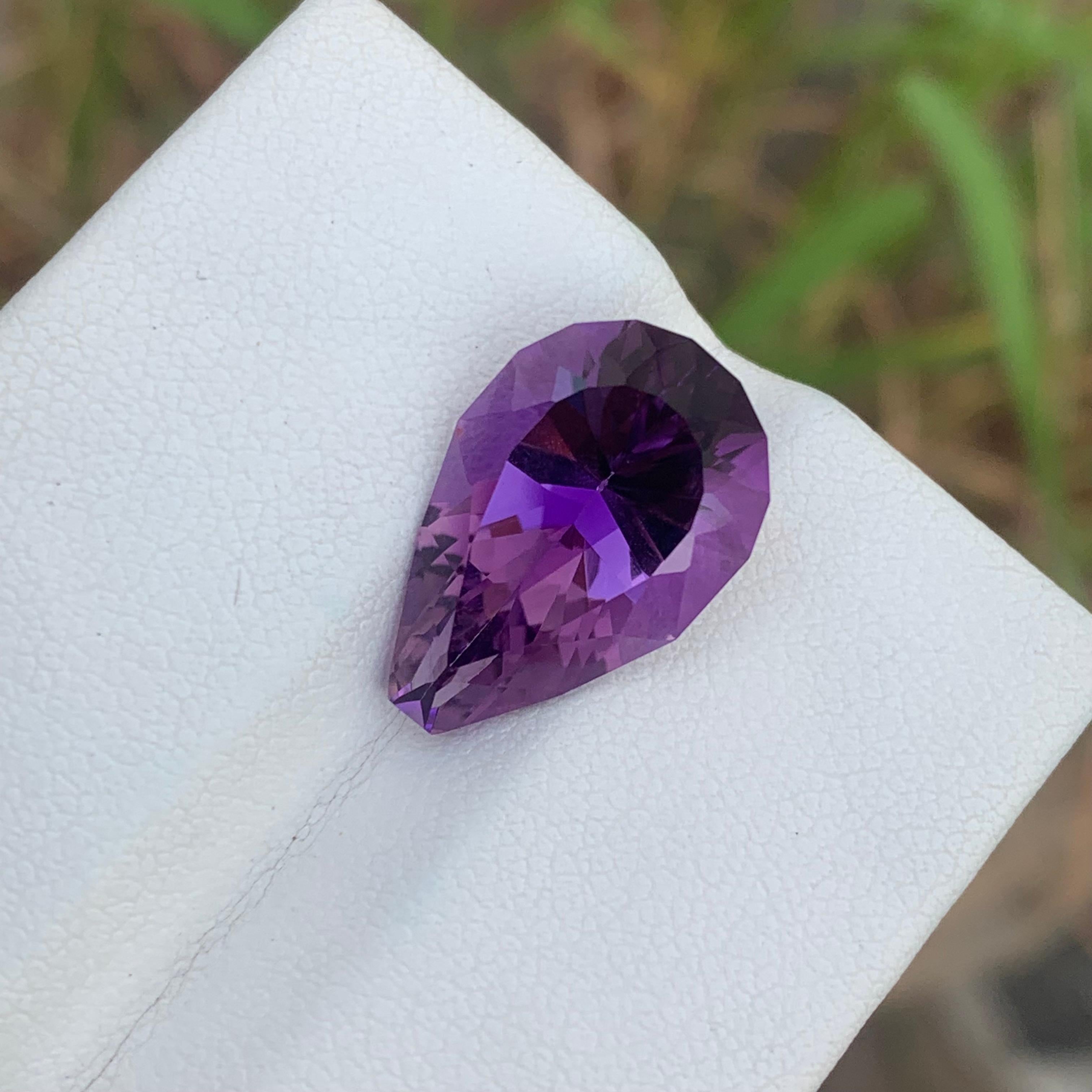Aesthetic Movement 7.90 Carats Natural Loose Purple Amethyst Pear Shape Gemstone  For Sale