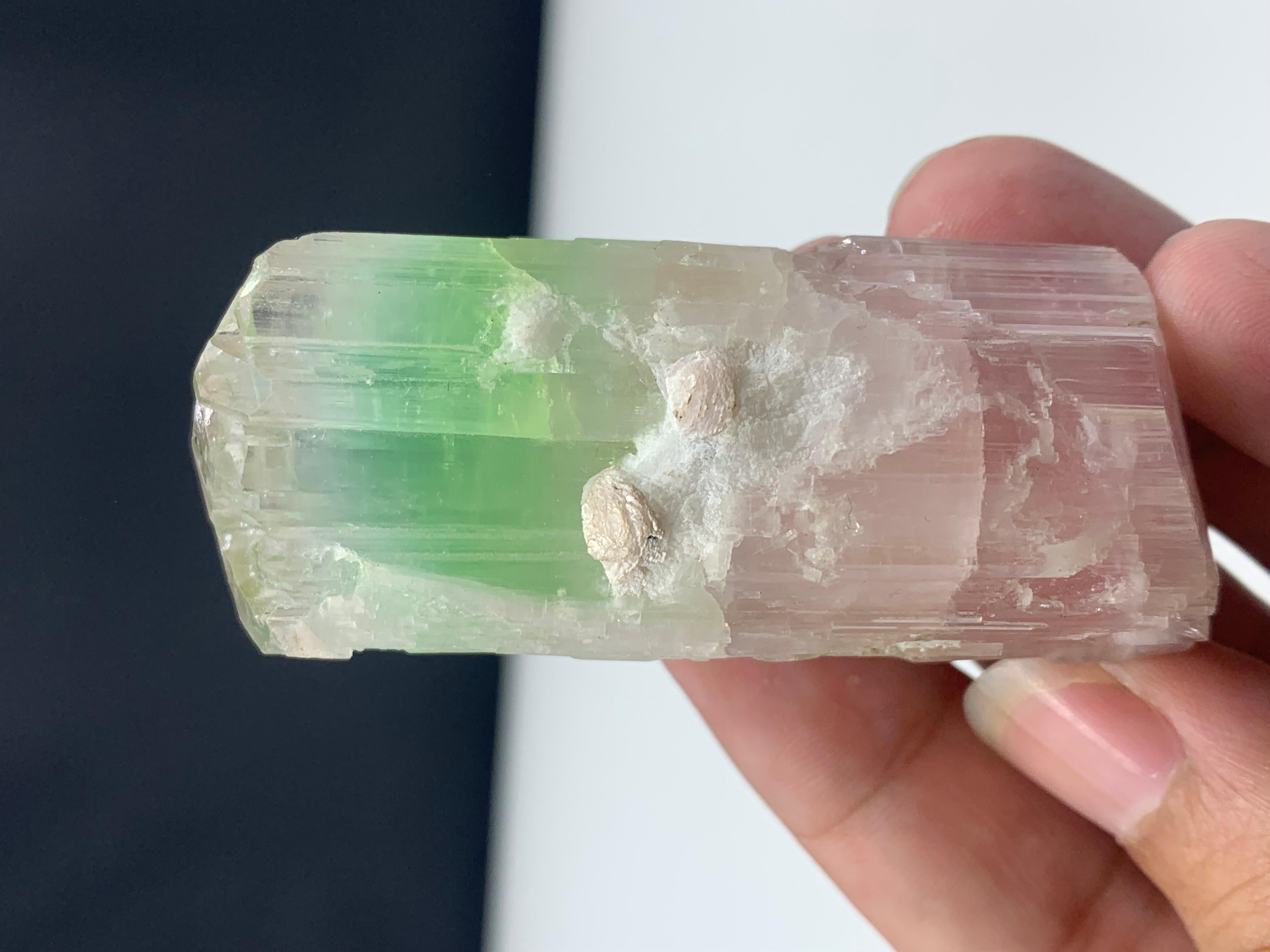 Rock Crystal 79.04 Gram Beautiful Bi Color Tourmaline Crystal from Afghanistan For Sale