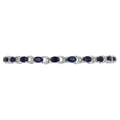 7.90tcw 14K White Gold Bracelet Oval Blue Sapphire & Diamond Accent Femme