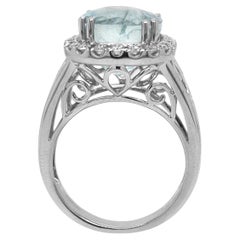 7.91 Carat Aquamarine and White Diamond White Gold Ring