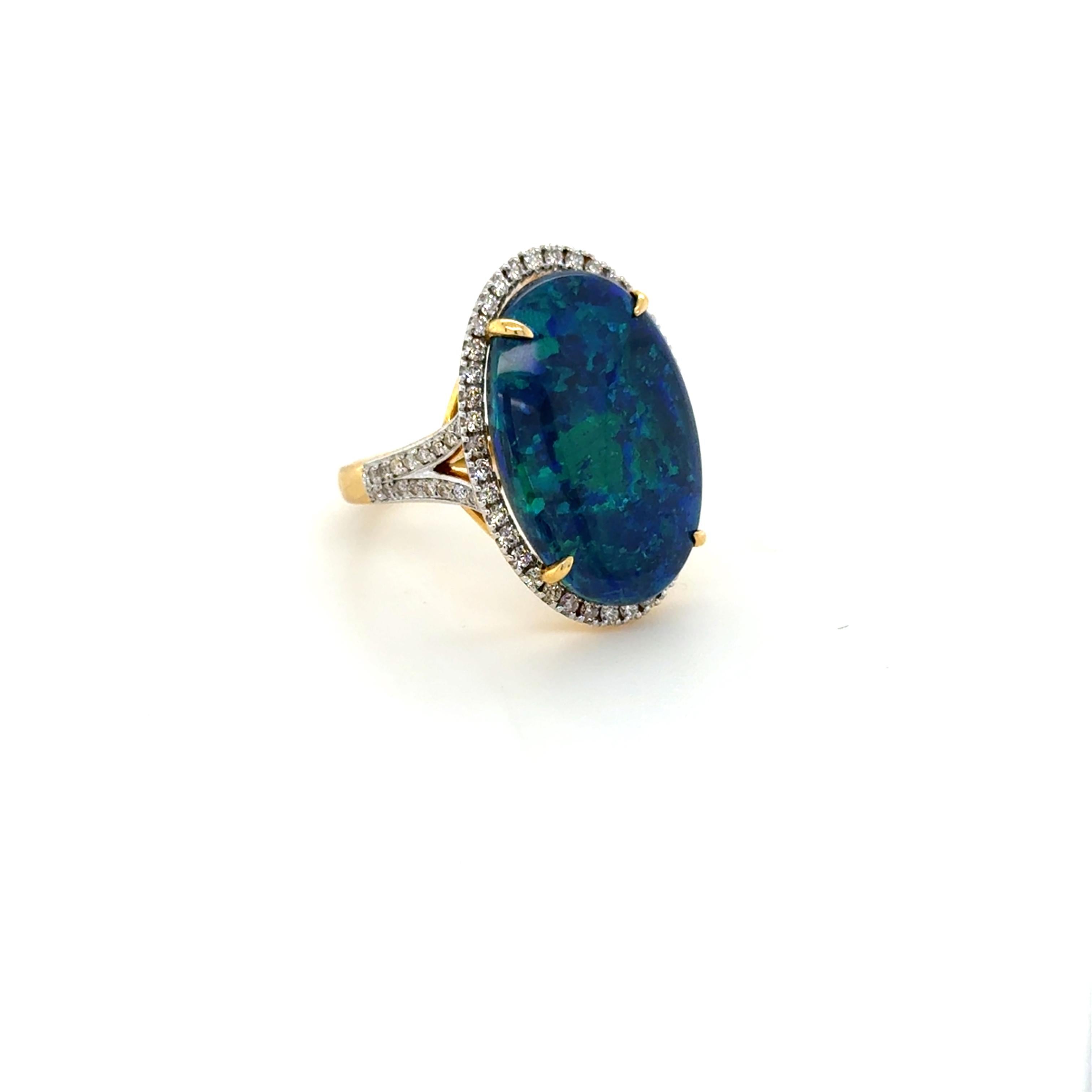 Contemporain Bague en opale noire et diamants de 7,91 carats en vente
