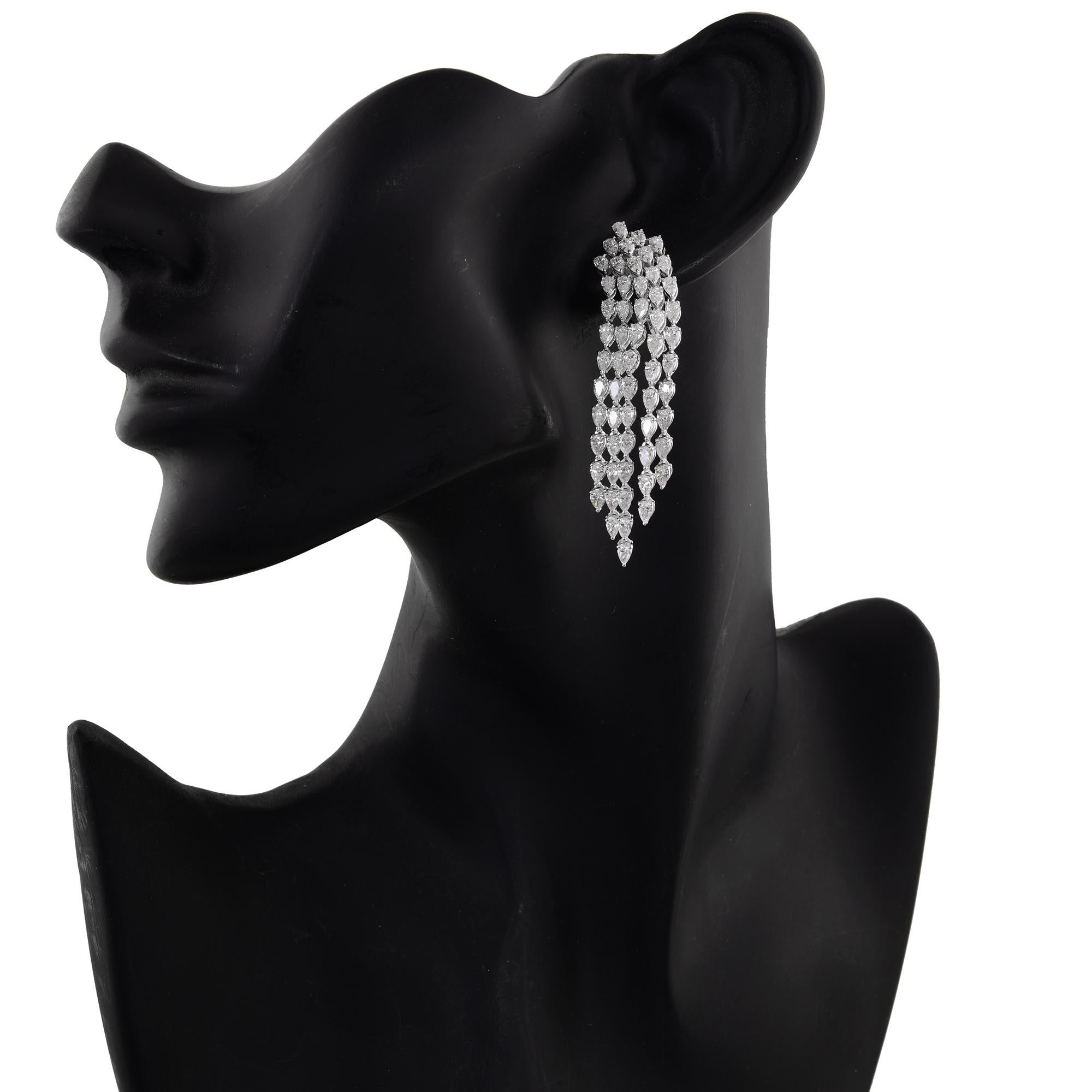 Modern 7.91 Carat SI/HI Pear Diamond Chandelier Earrings 18 Karat White Gold Jewelry For Sale