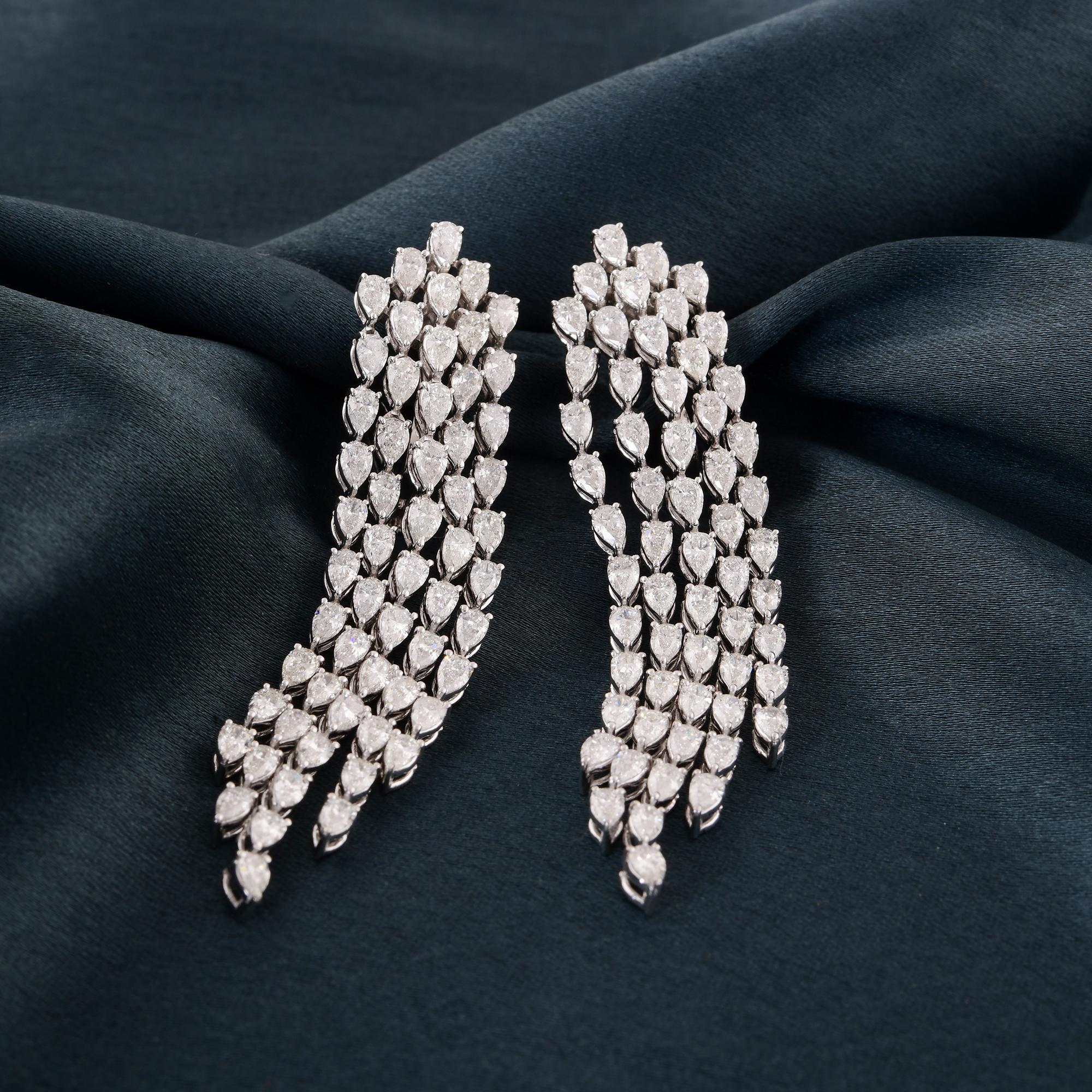 Pear Cut 7.91 Carat SI/HI Pear Diamond Chandelier Earrings 18 Karat White Gold Jewelry For Sale
