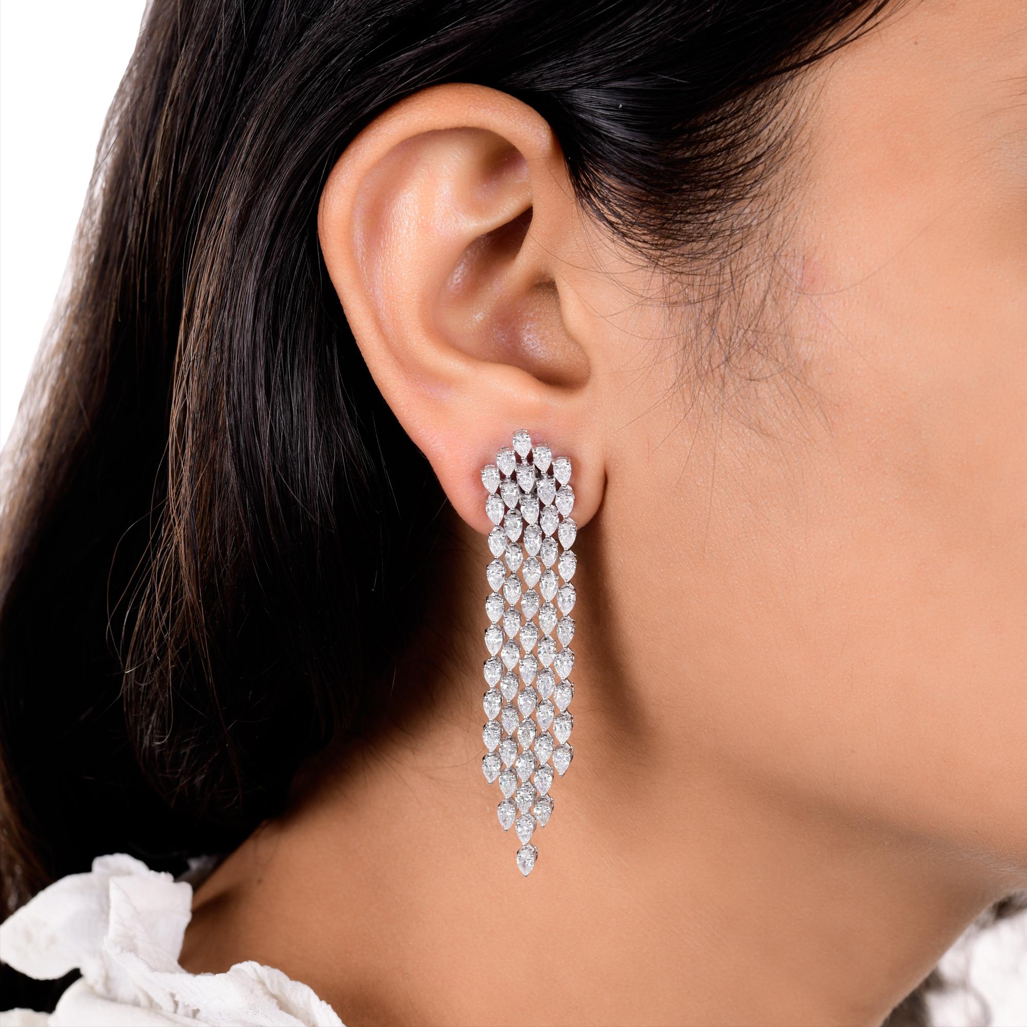 7,91 Karat SI/HI Birnen-Diamant-Kronleuchter-Ohrringe aus 18 Karat Weißgold Schmuck (Tropfenschliff) im Angebot