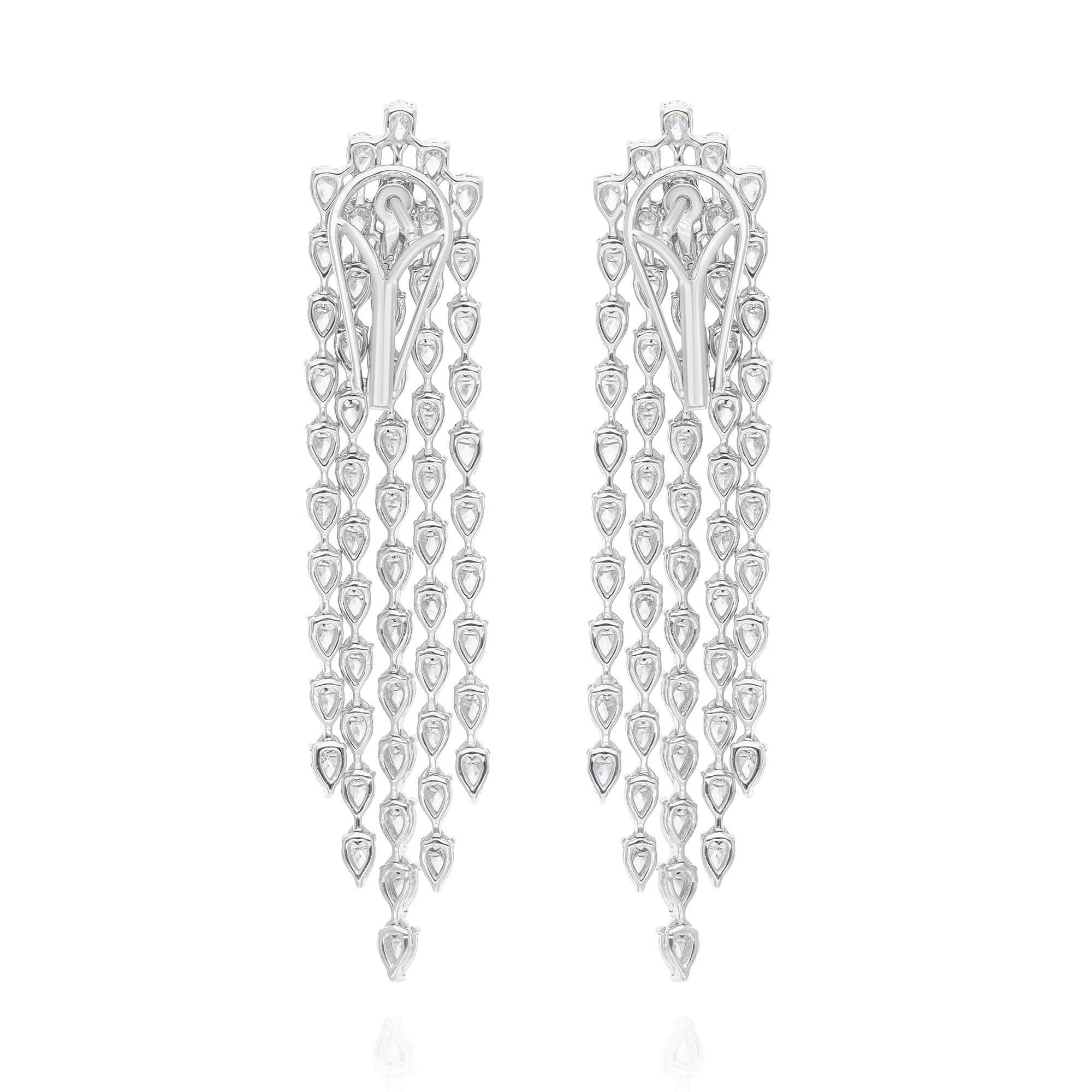 Women's 7.91 Carat SI/HI Pear Diamond Chandelier Earrings 18 Karat White Gold Jewelry For Sale