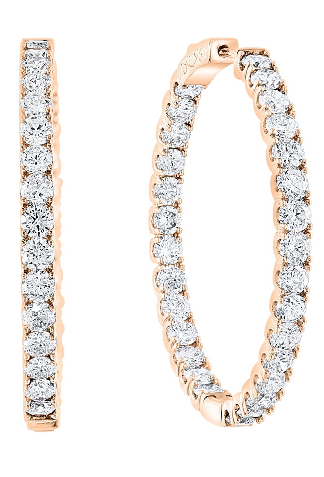 7,92 Karat Diamant Inside Out Hoop Gala Cocktail-Ohrringe aus 14 Karat Roségold im Zustand „Hervorragend“ im Angebot in New York, NY
