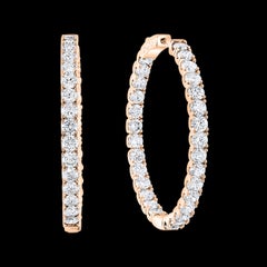 7.92 Carat Diamond Inside Out Hoop Gala Cocktail Earrings in 14 Karat Rose Gold
