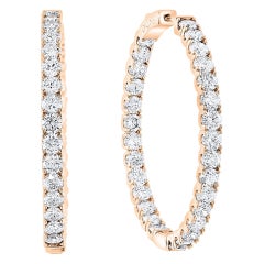 Créoles cocktail Gala en or rose 14 carats avec diamants de 7,92 carats à l'intérieur et extérieur des boucles d'oreilles