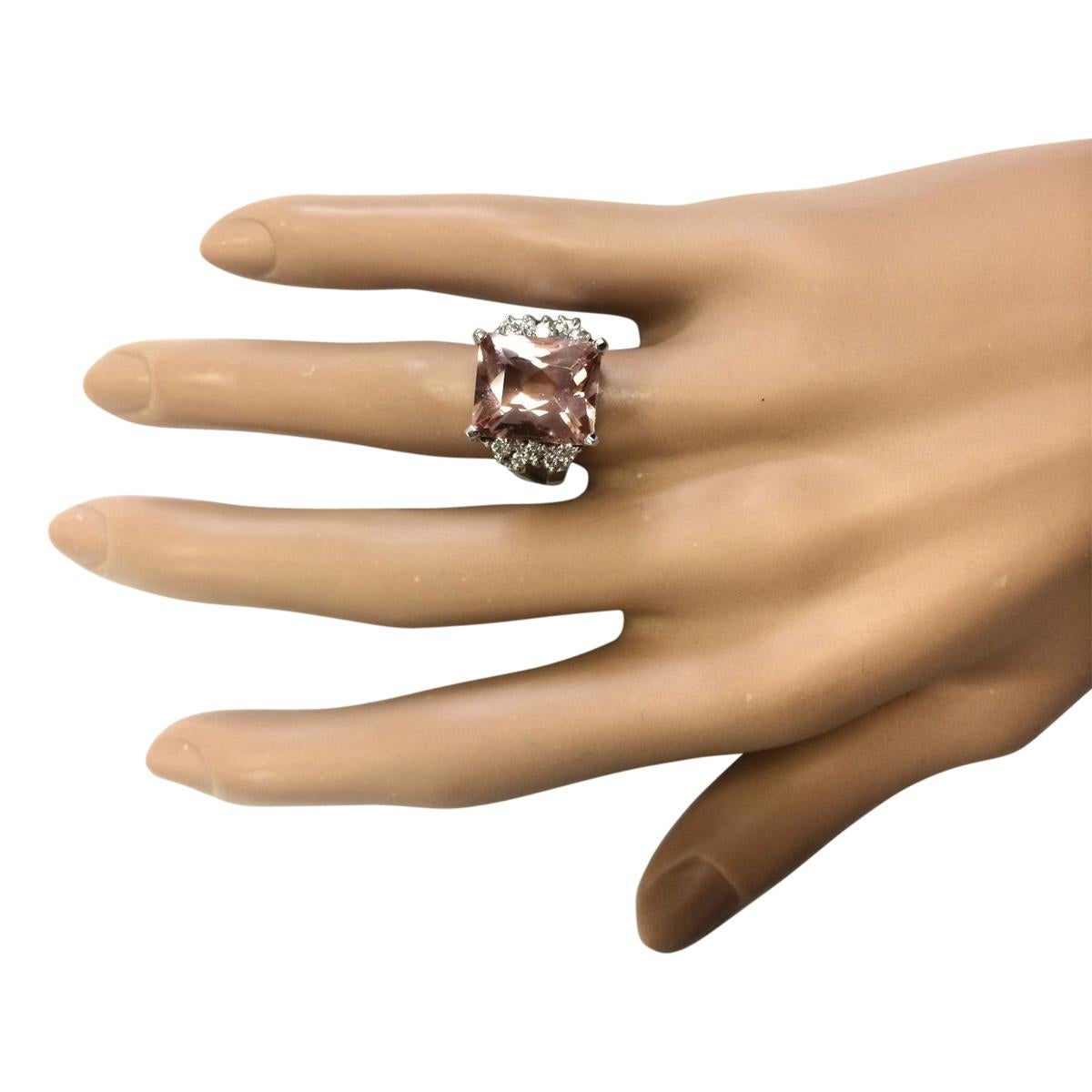 Morganite Diamond Ring 14 Karat White Gold  In New Condition For Sale In Manhattan Beach, CA