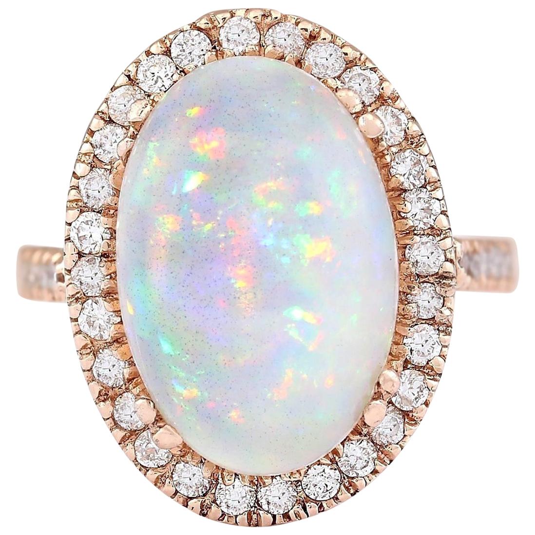 Opal Diamond Ring In 14 Karat Rose Gold  For Sale