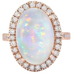 Opal Diamond Ring In 14 Karat Rose Gold 