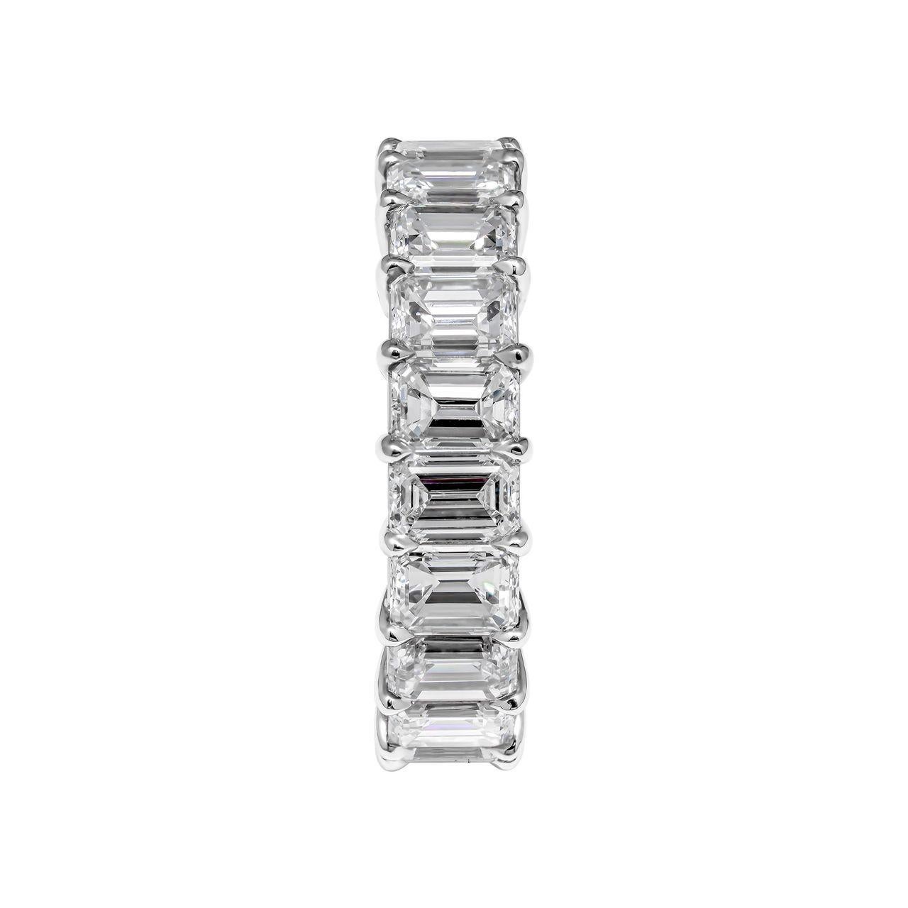 Modern 7.92 Carat White Emerald Diamonds Eternity Band Platinum 950 For Sale