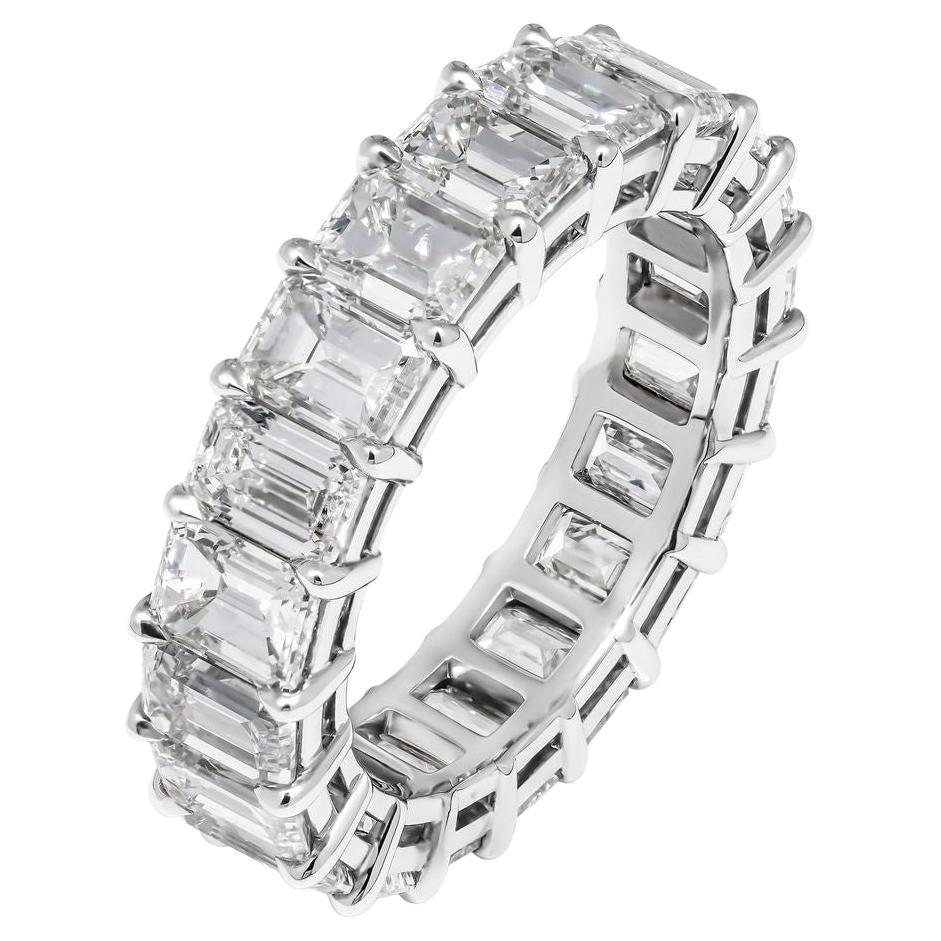 7.92 Quilates Esmeralda Blanca Diamantes Anillo de la Eternidad Platino 950