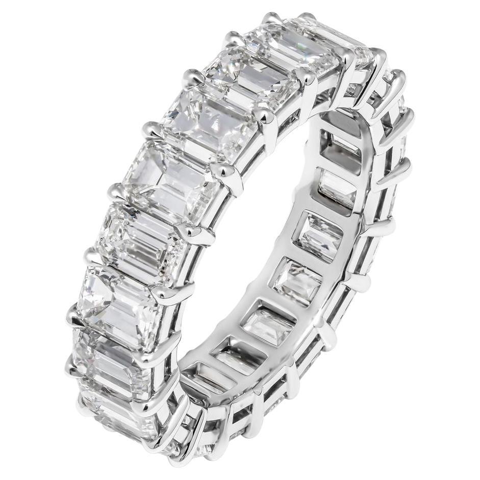 7.92 Carat White Emerald Diamonds Eternity Band Platinum 950 For Sale