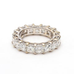 7.92ct Princess Cut VVS2 Diamond 18K White Gold Eternity Band Ring
