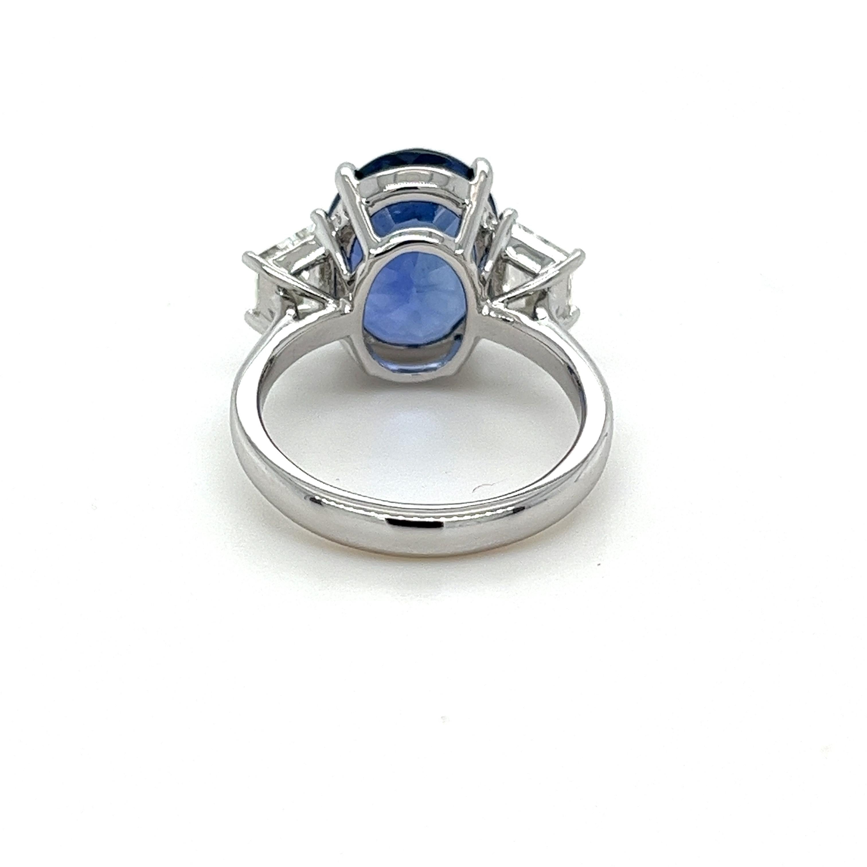Oval Cut 7.93 Carat Ceylon Sapphire & Diamond Ring in Platinum For Sale