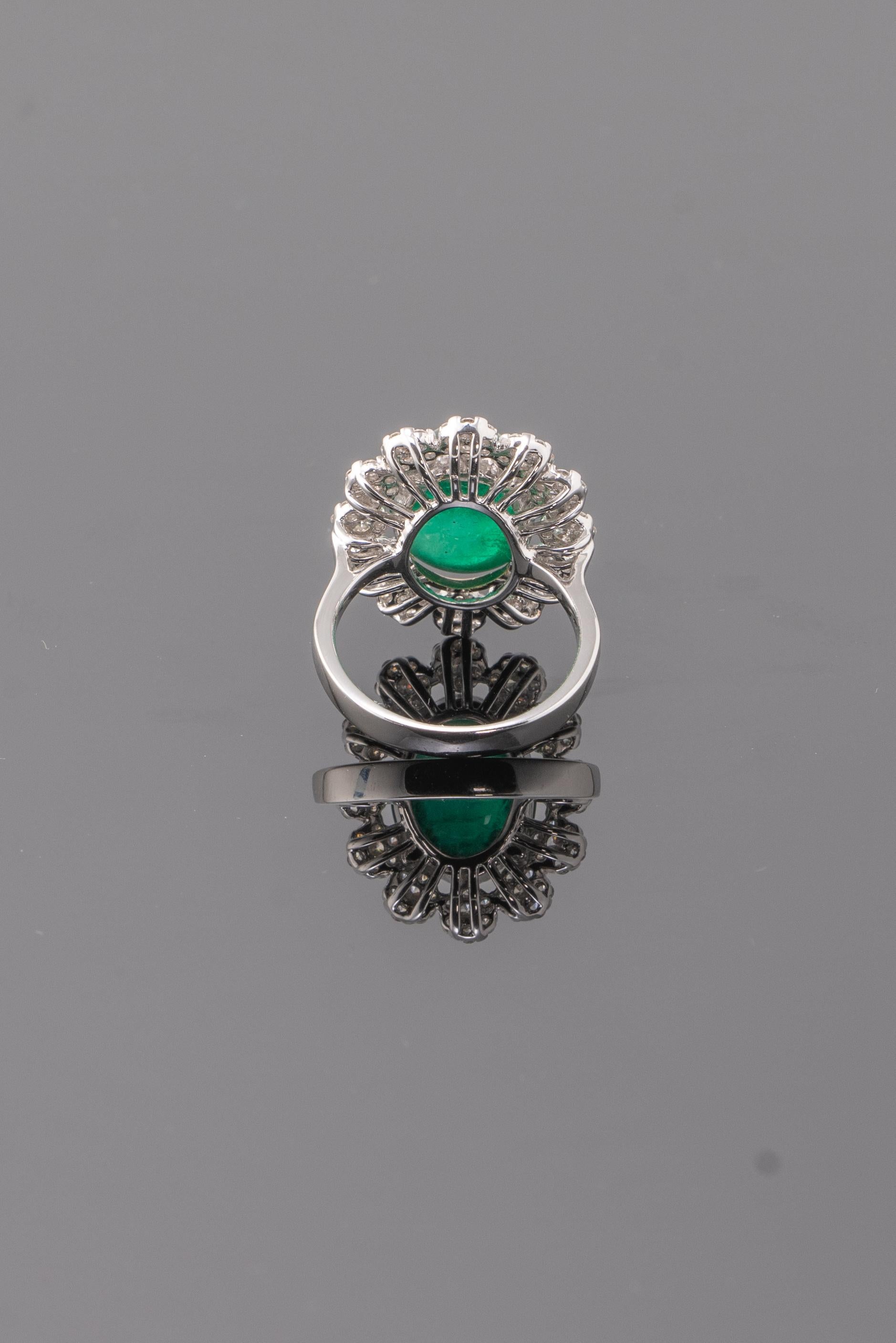 Modern 7.93 Carat Emerald and Diamond Cocktail Ring For Sale