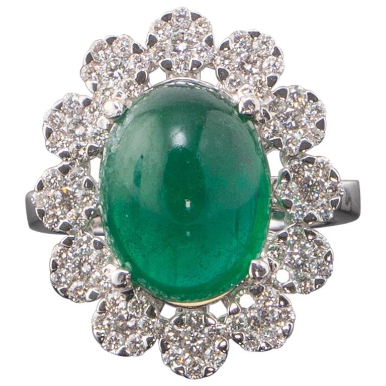 7.93 Carat Emerald and Diamond Cocktail Ring For Sale