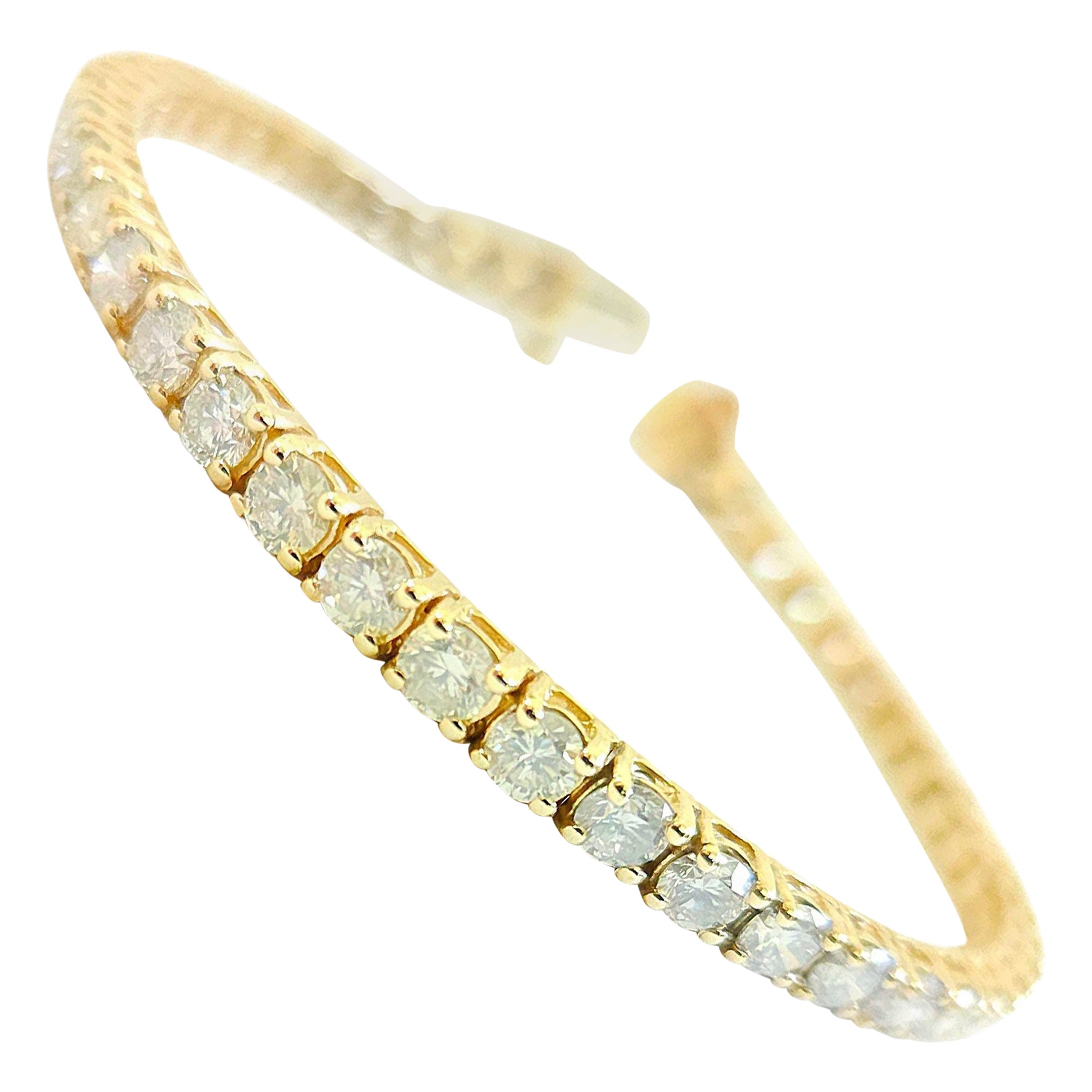 Bracelet de tennis en or jaune 14 carats avec diamants ronds et brillants de 7,93 carats