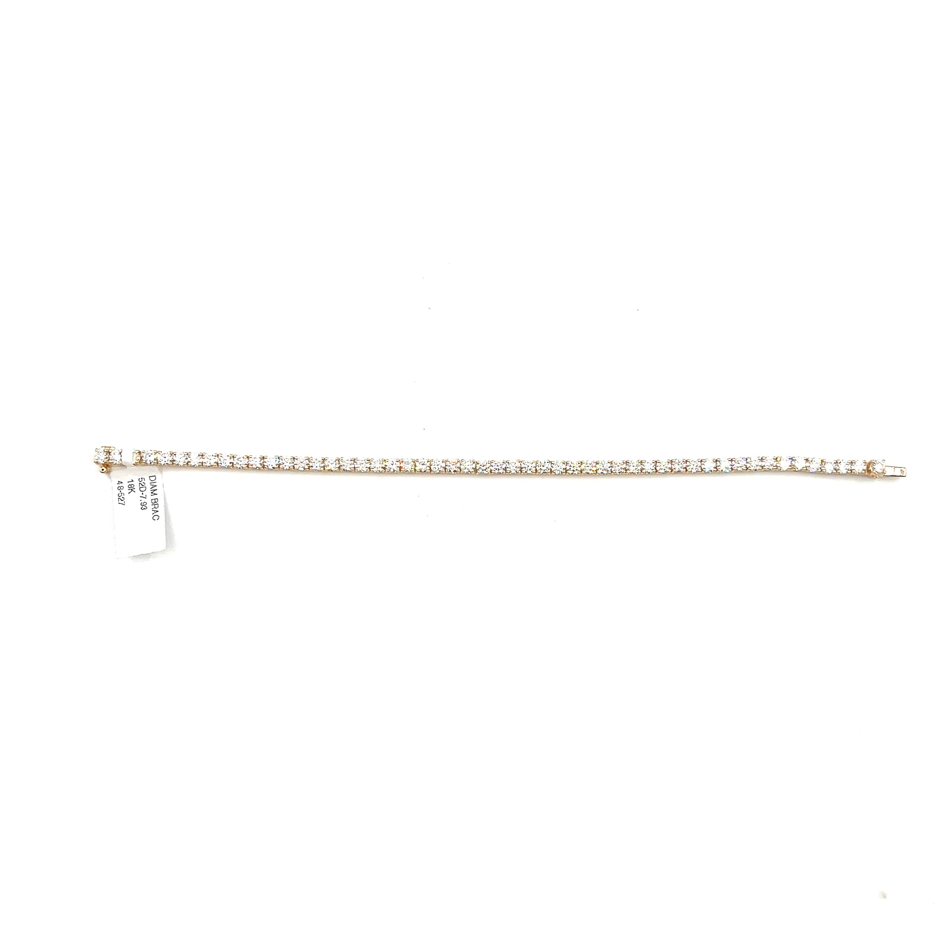 Bracelet de tennis avec diamants de 7,93 ct Neuf - En vente à Chicago, IL