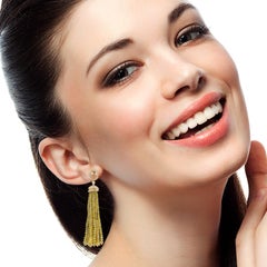 79.36ct ice Diamond Tassel Earrings Made In 18k Yellow Gold