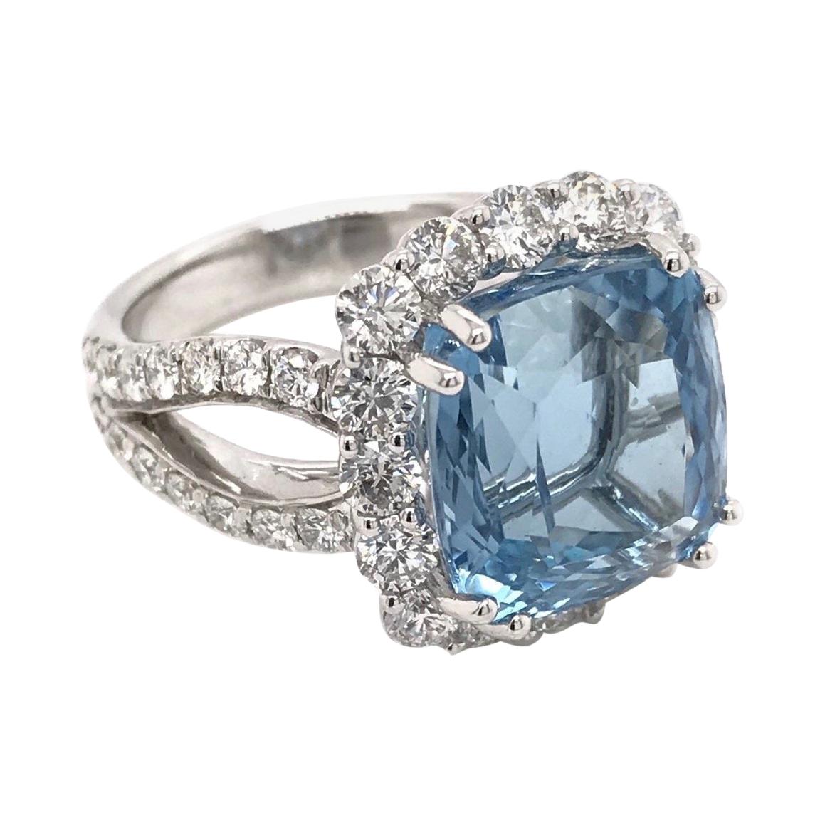 7.94 Carat Santa Maria Aquamarine and Diamond Ring