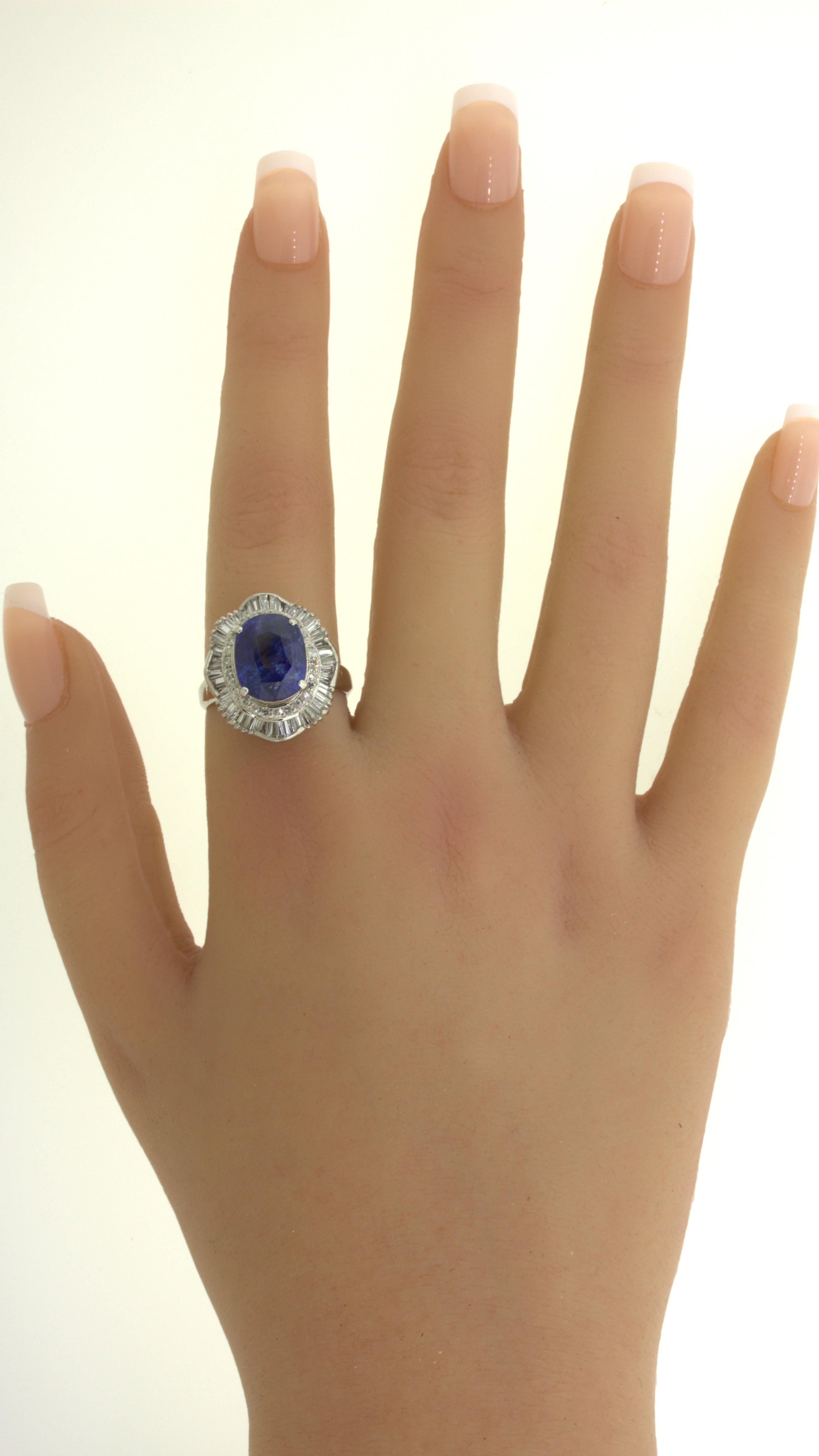 7.94 Carat Sapphire Diamond Platinum Ring For Sale 5