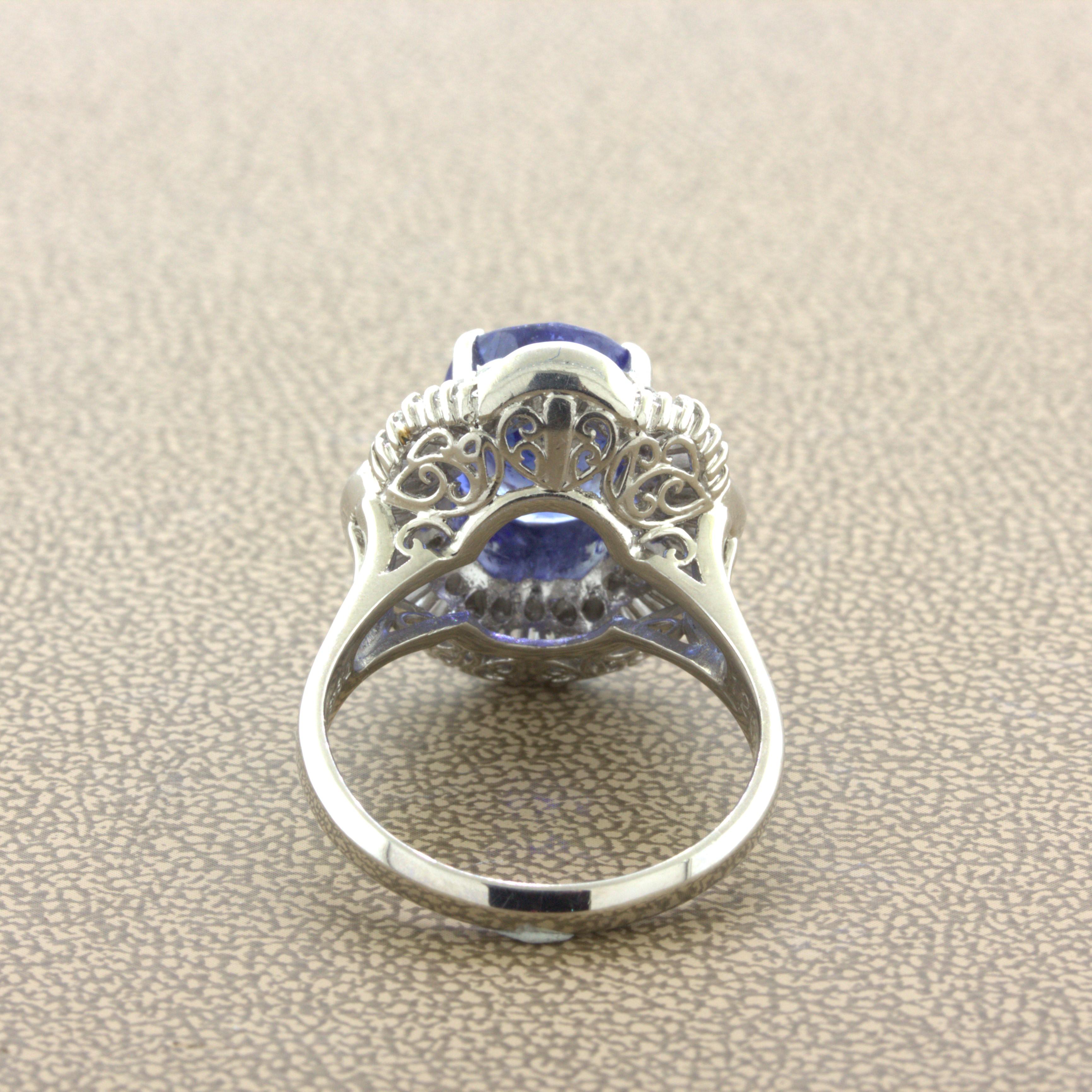 7.94 Carat Sapphire Diamond Platinum Ring For Sale 1
