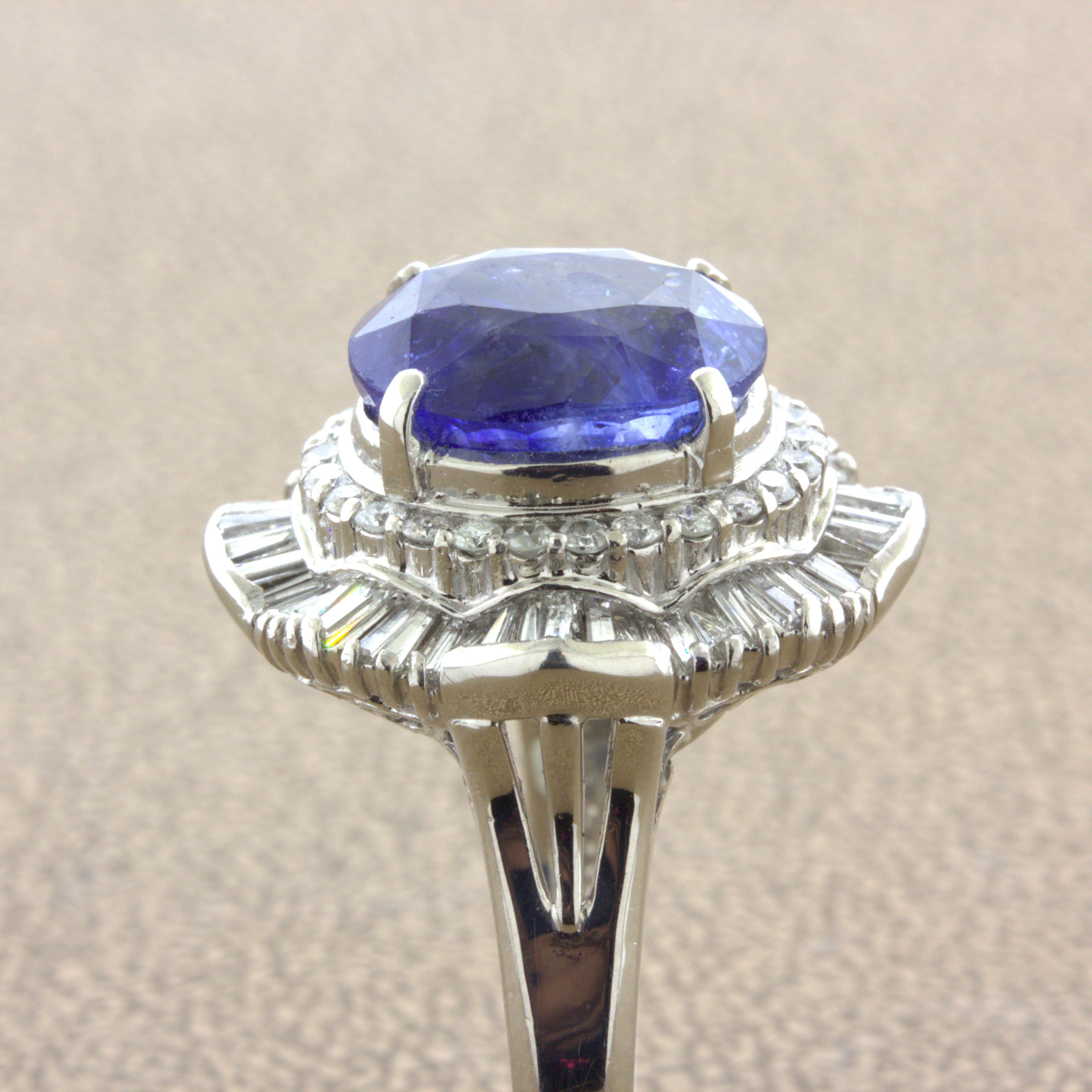7.94 Carat Sapphire Diamond Platinum Ring For Sale 2