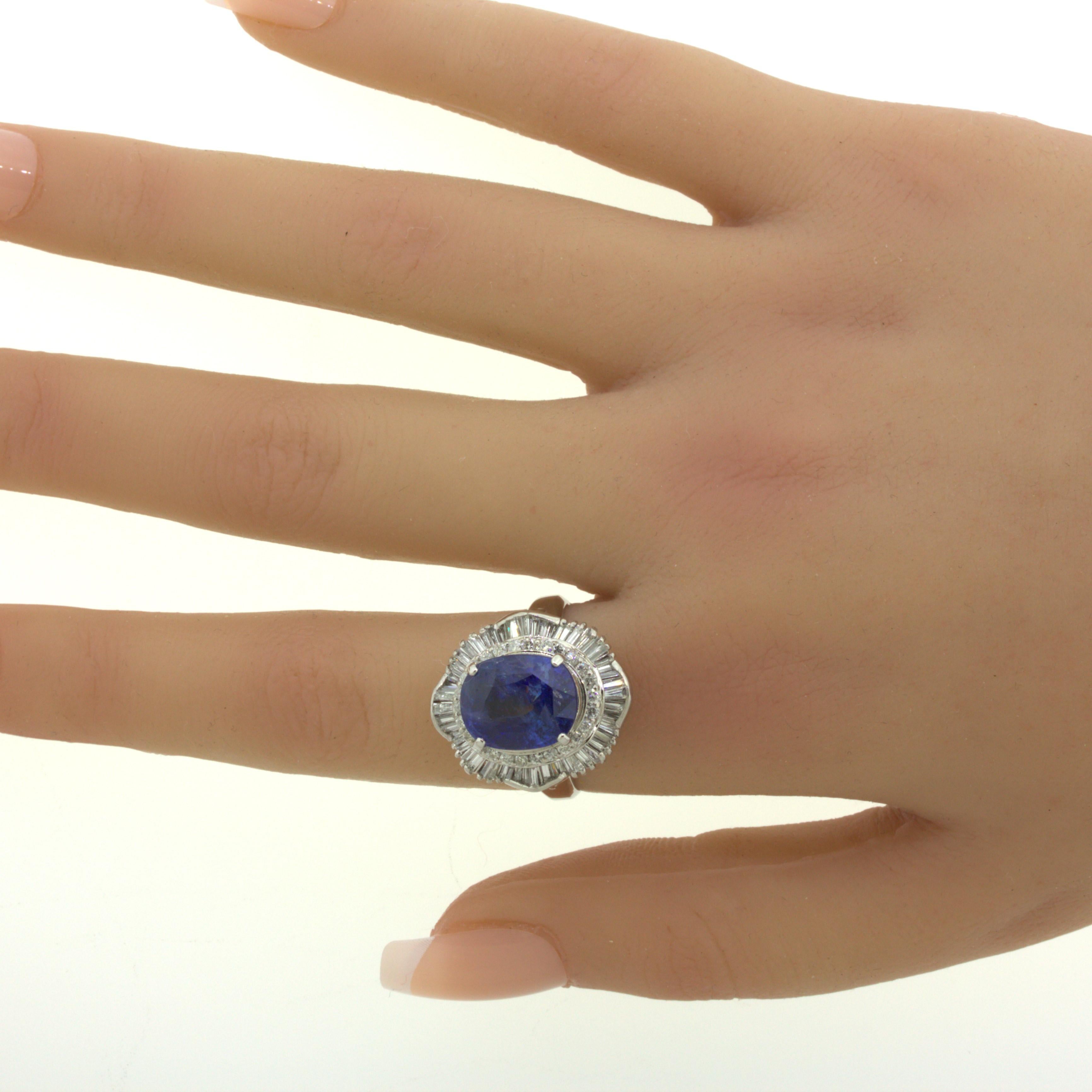7.94 Carat Sapphire Diamond Platinum Ring For Sale 3