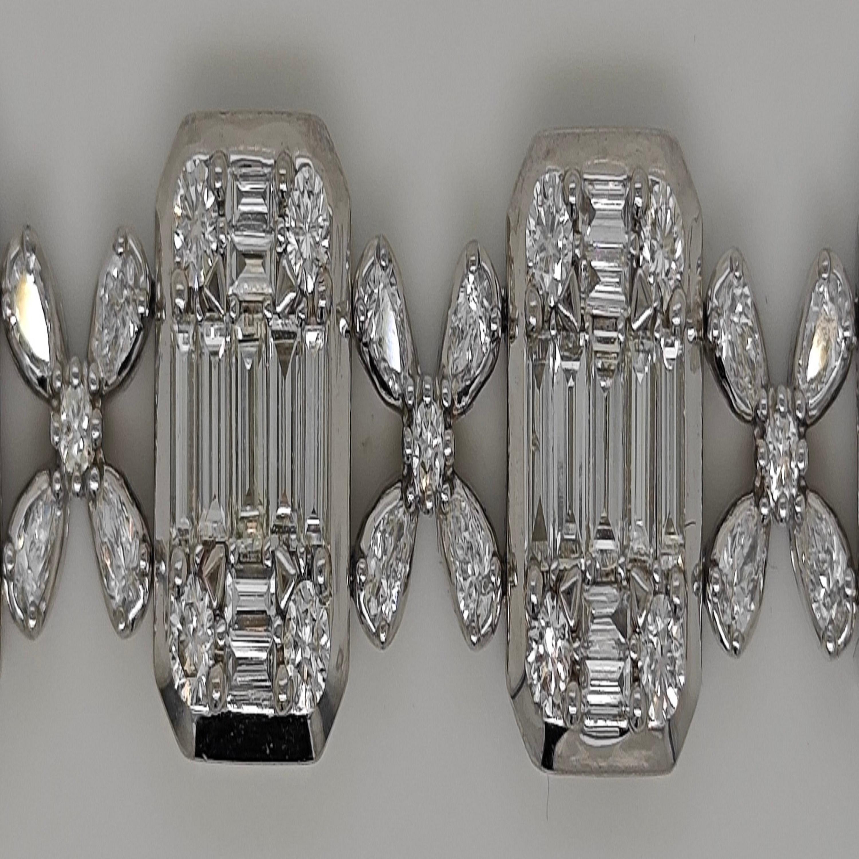 Mixed Cut 7.94 Carat White Diamond White Gold Bracelet For Sale