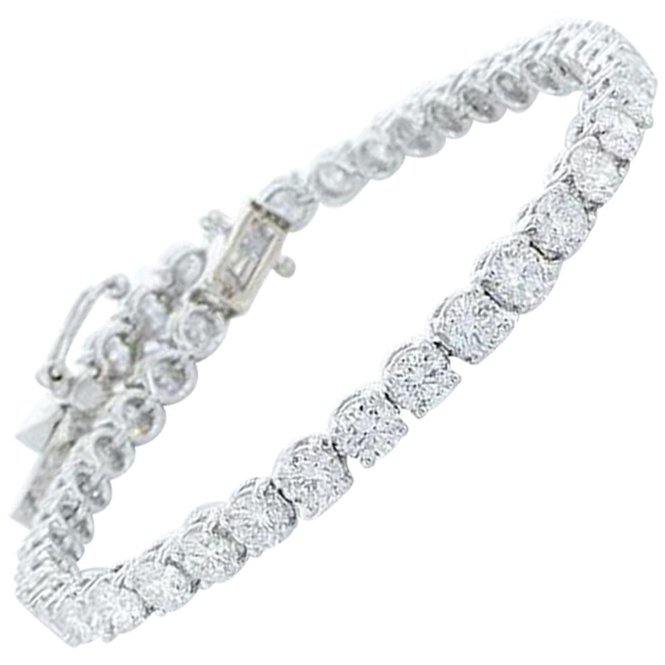 7.95 Carat Diamond Tennis Bracelet 14K White Gold For Sale